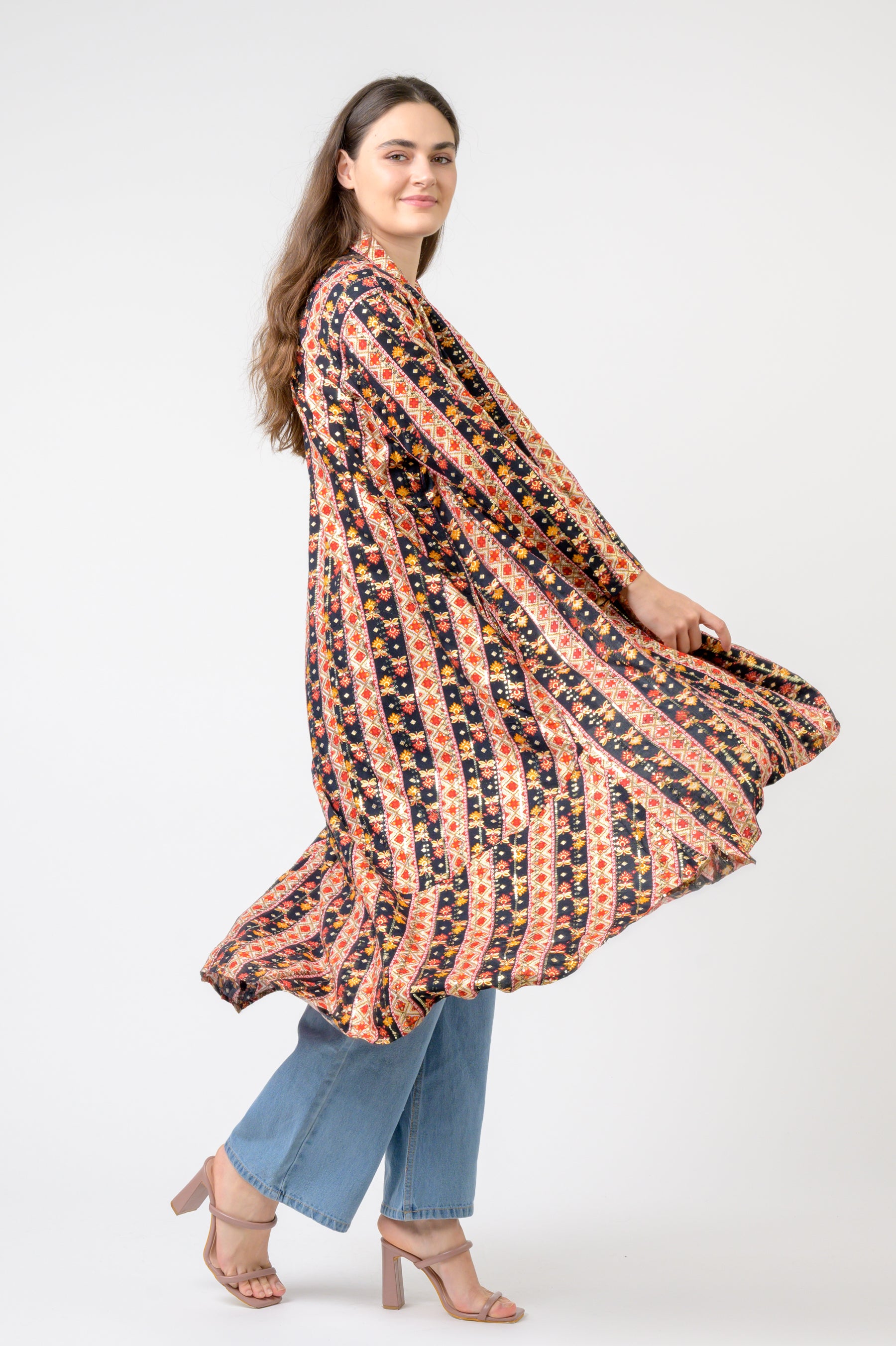 Banded Fashion Duster - Black