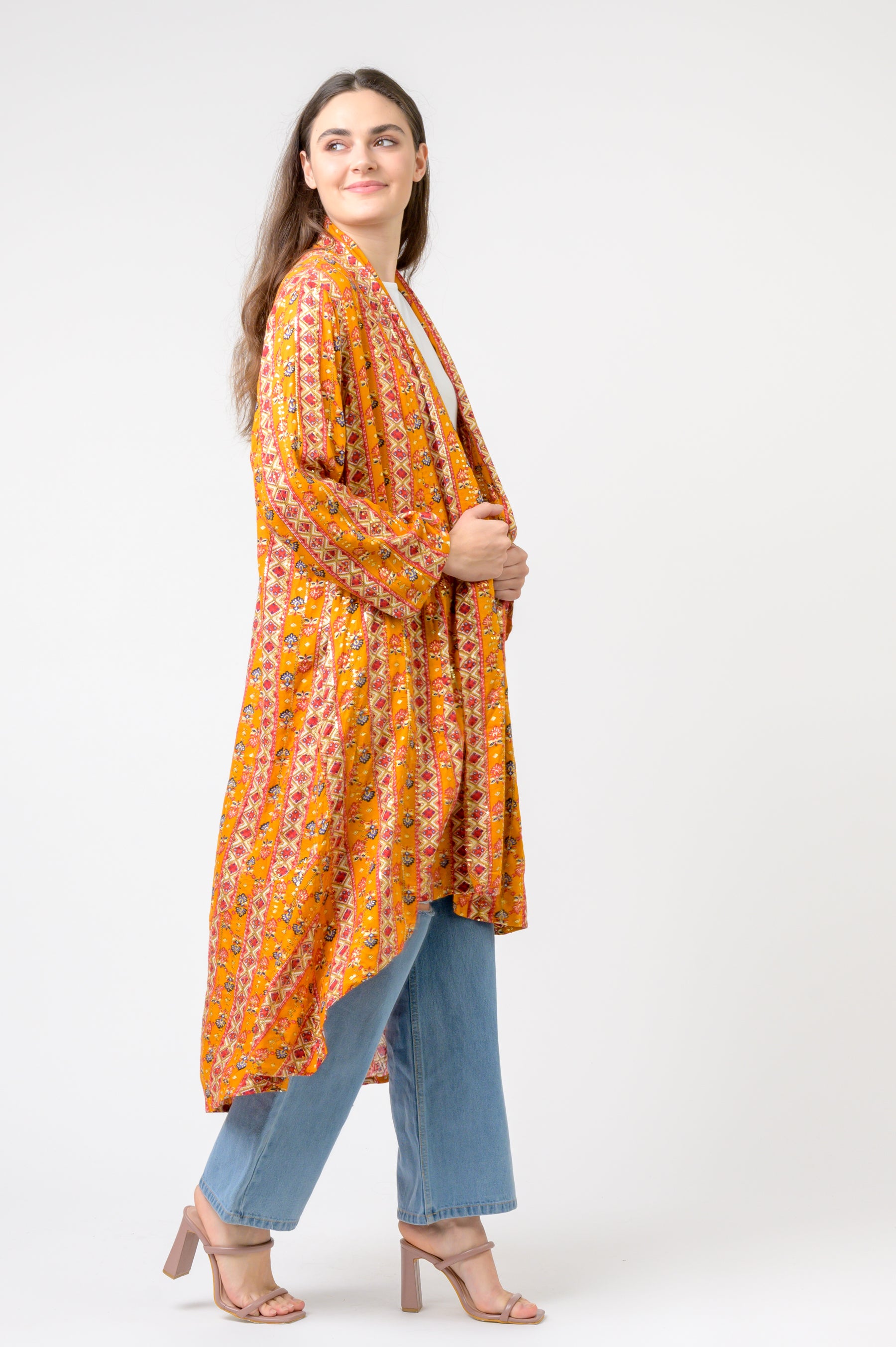 Banded Fashion Duster - Yellow