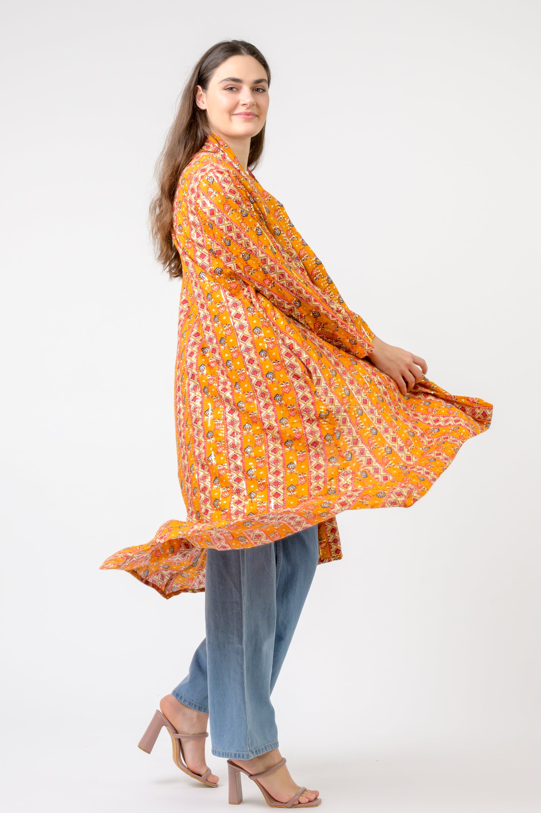 Banded Fashion Duster - Yellow