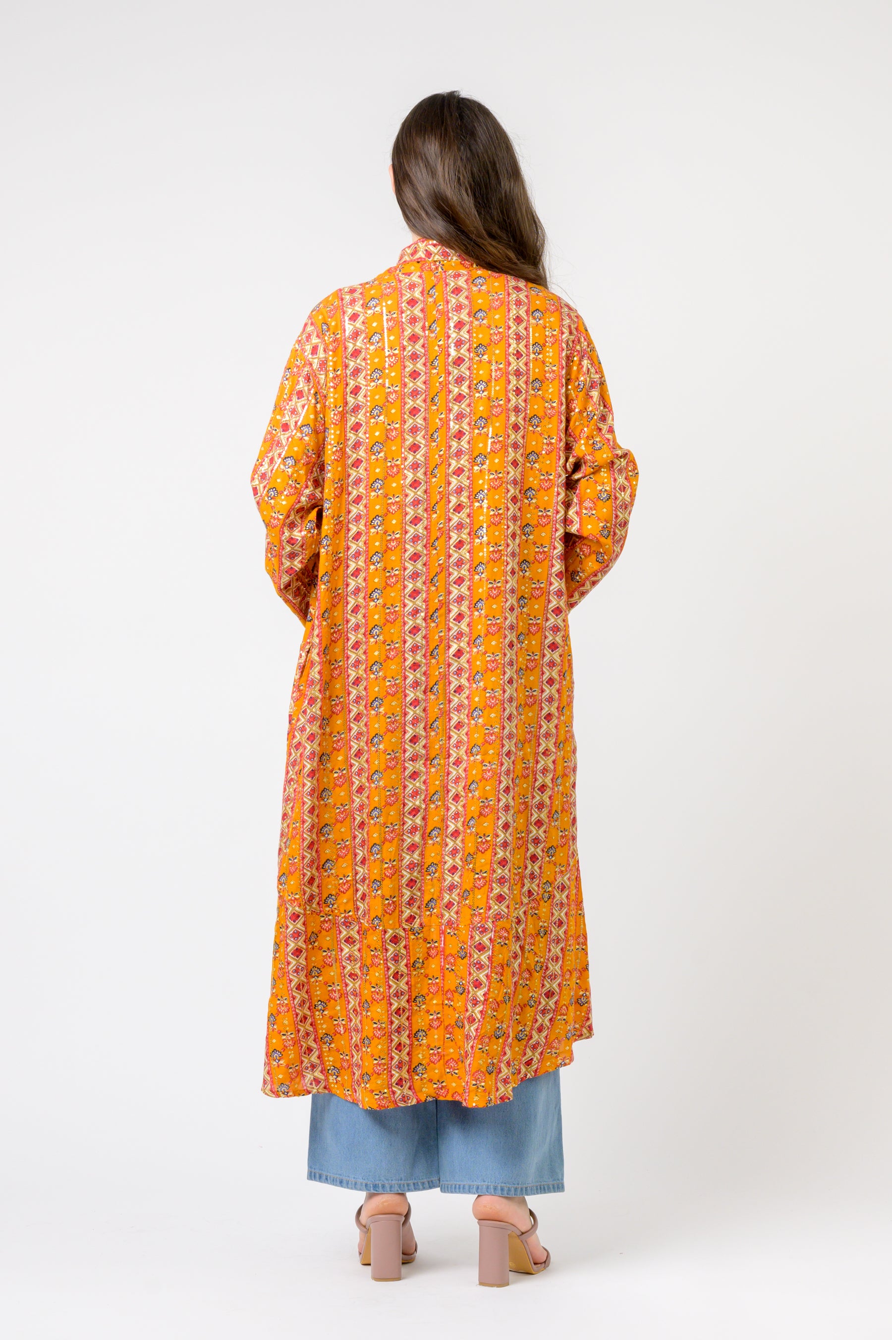 Banded Fashion Duster - Yellow