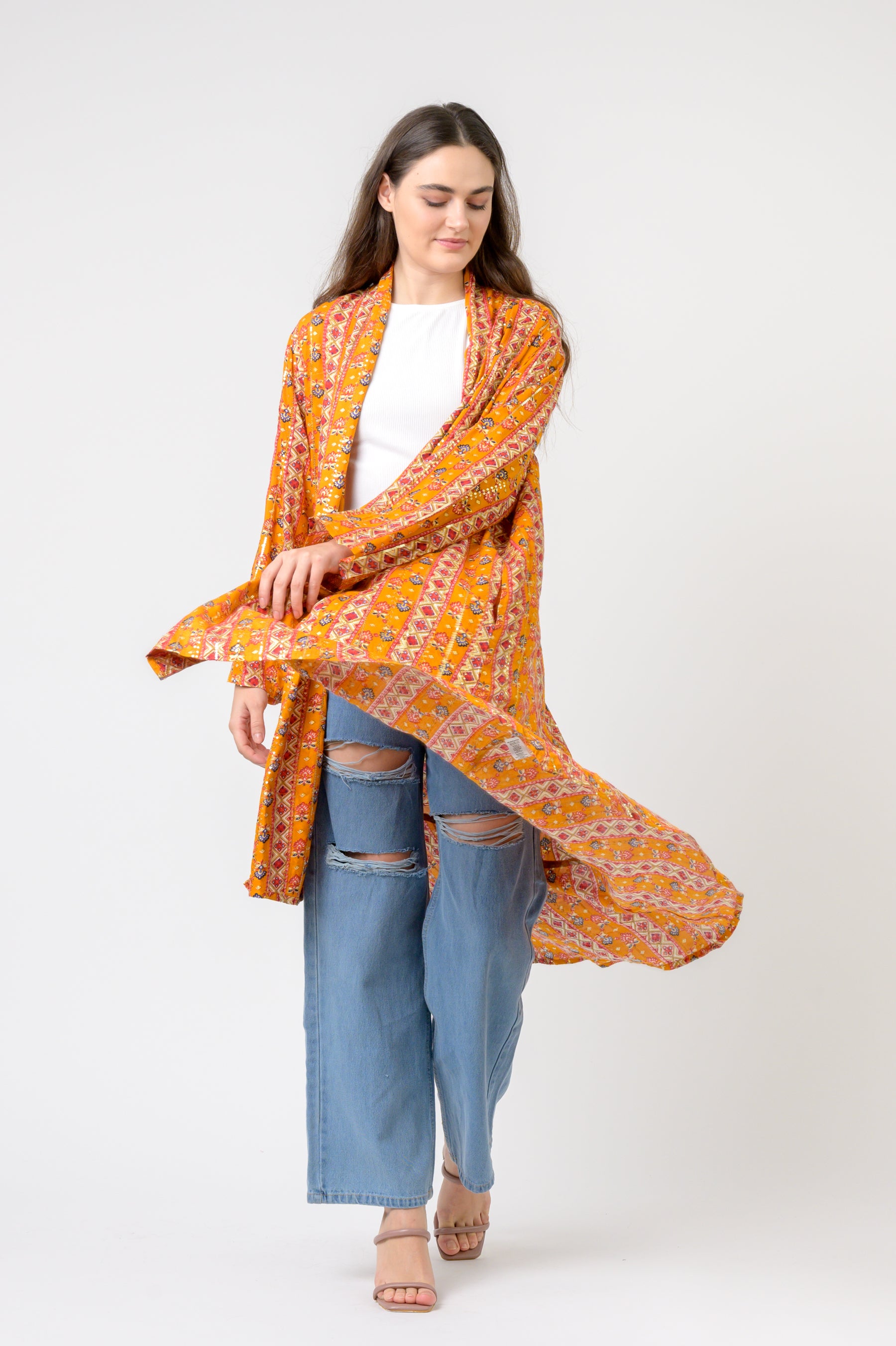 Banded Fashion Duster - Yellow