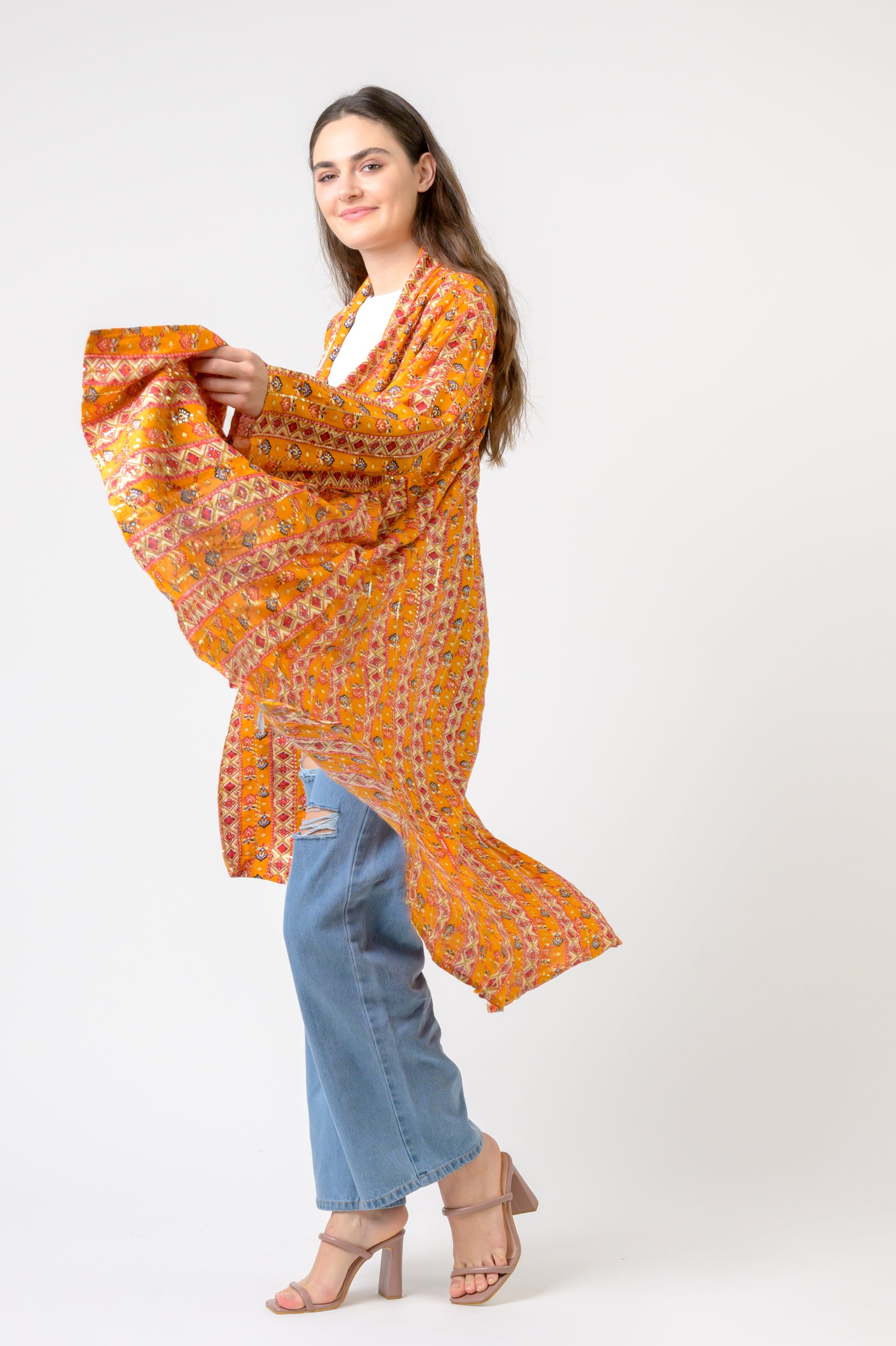 Banded Fashion Duster - Yellow