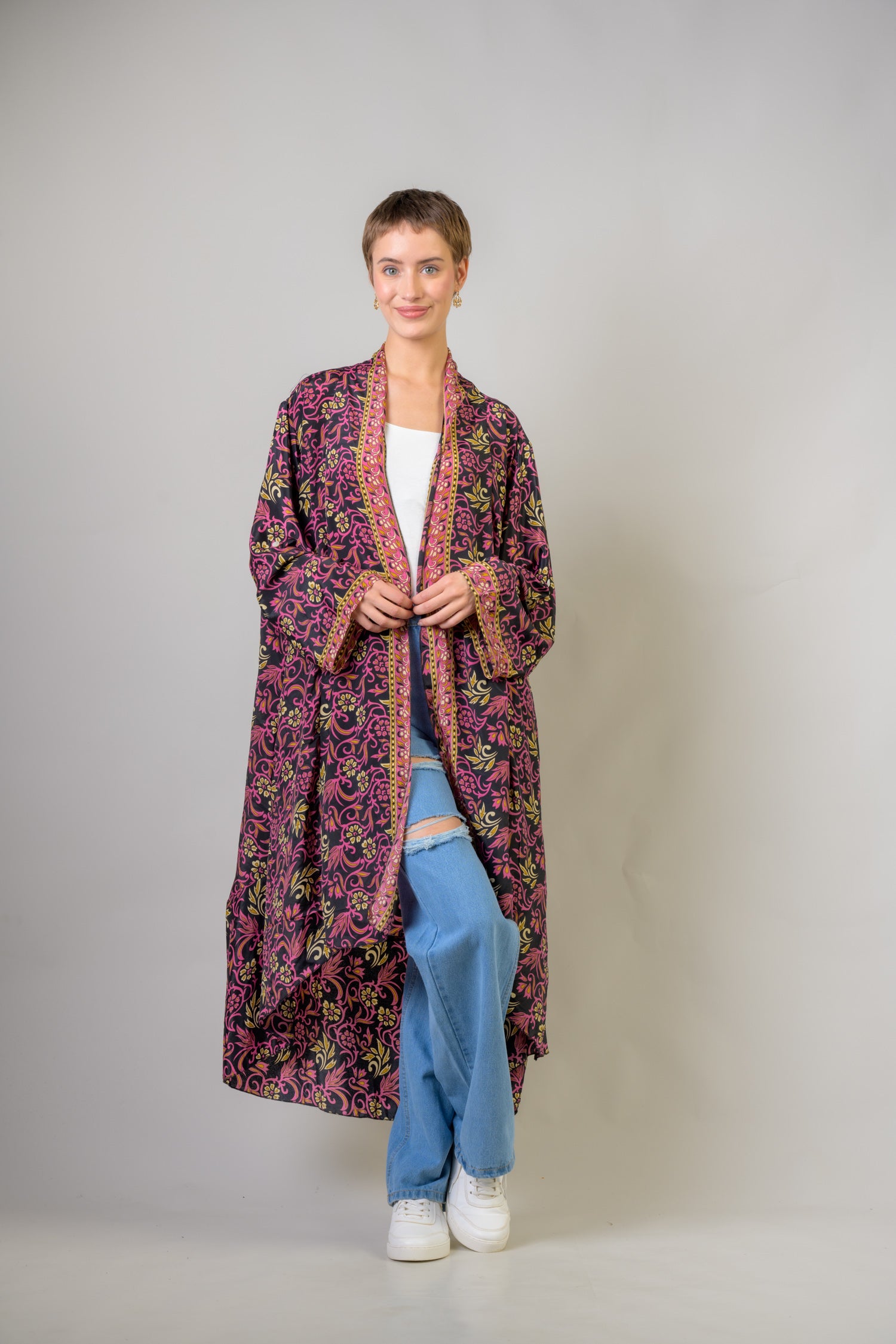 Rhea Delicate Print Duster Purple / One Size