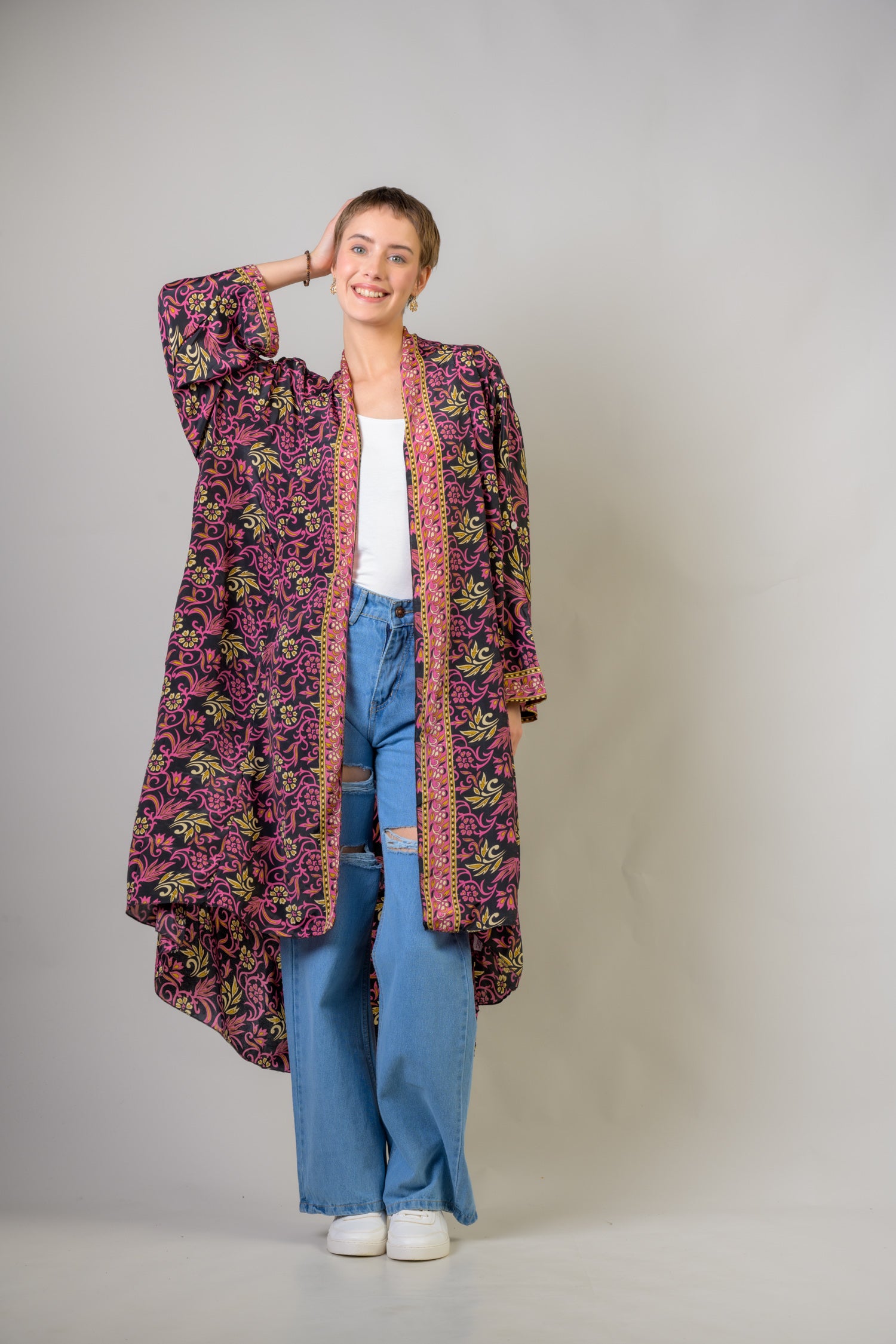 Delicate Print Duster - Purple