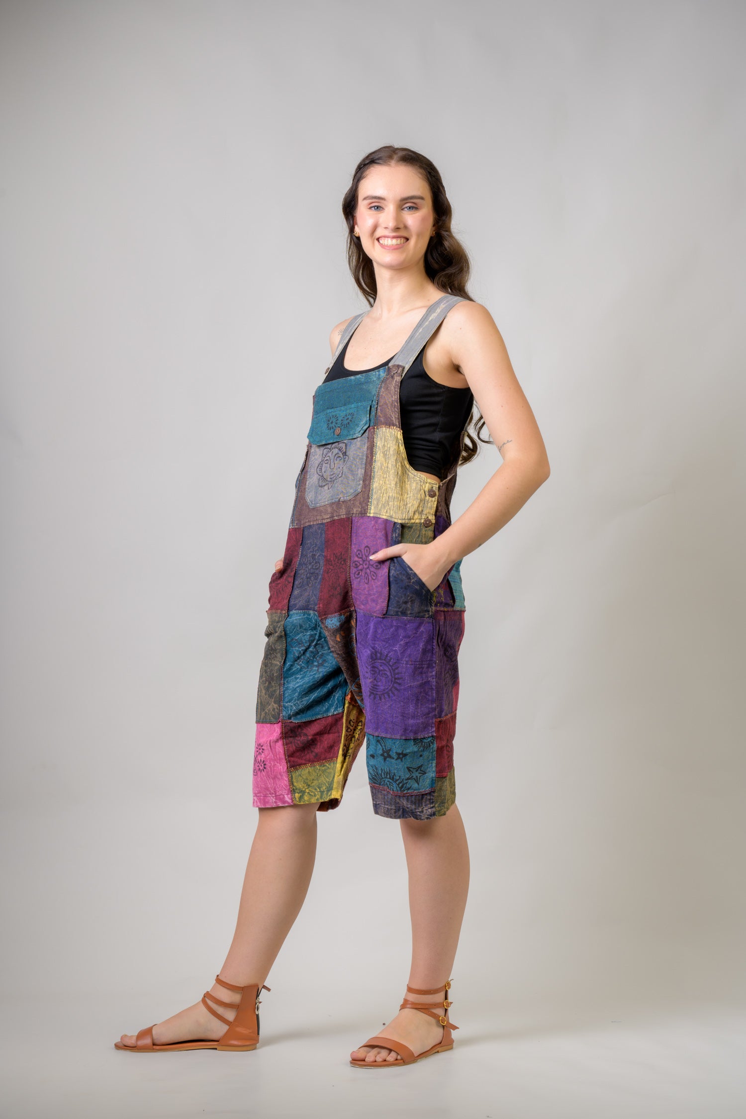 Rhea Colorful Mushroom Patches Short Jumper