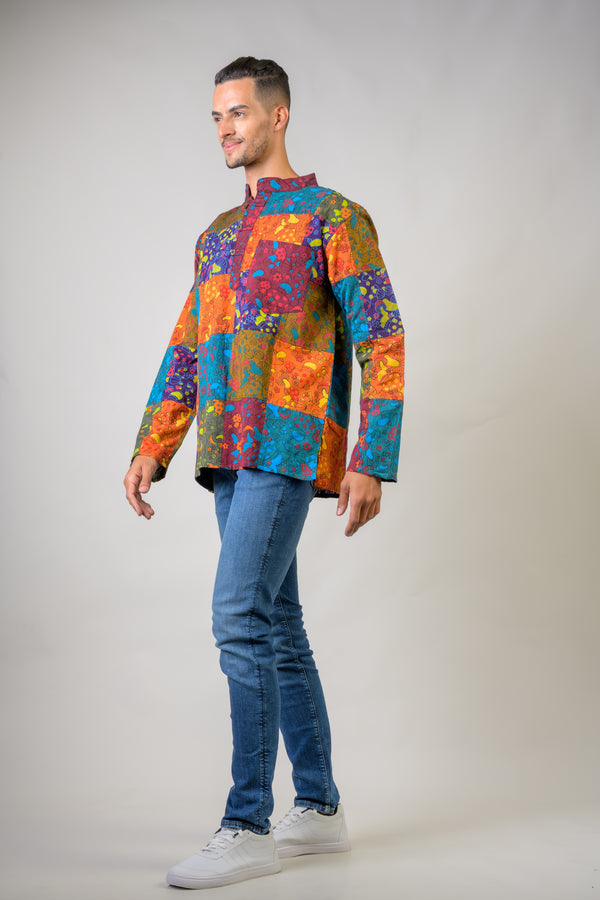 Colorful Mushroom Patches Sleeved Shirt