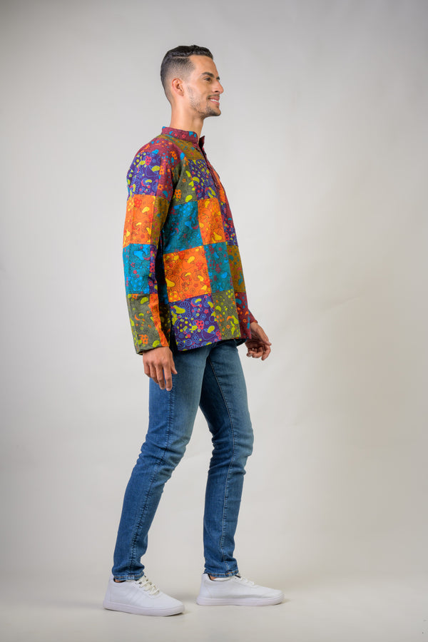 Colorful Mushroom Patches Sleeved Shirt