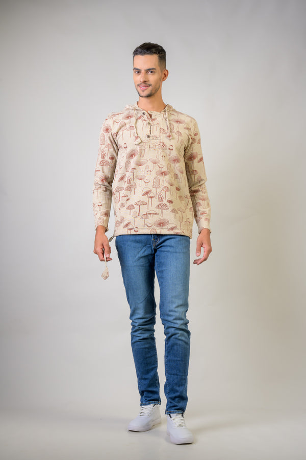Mushroom Print Style Hoodie - Hemp