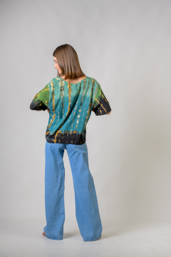 Color Pattern Short Sleeve Top