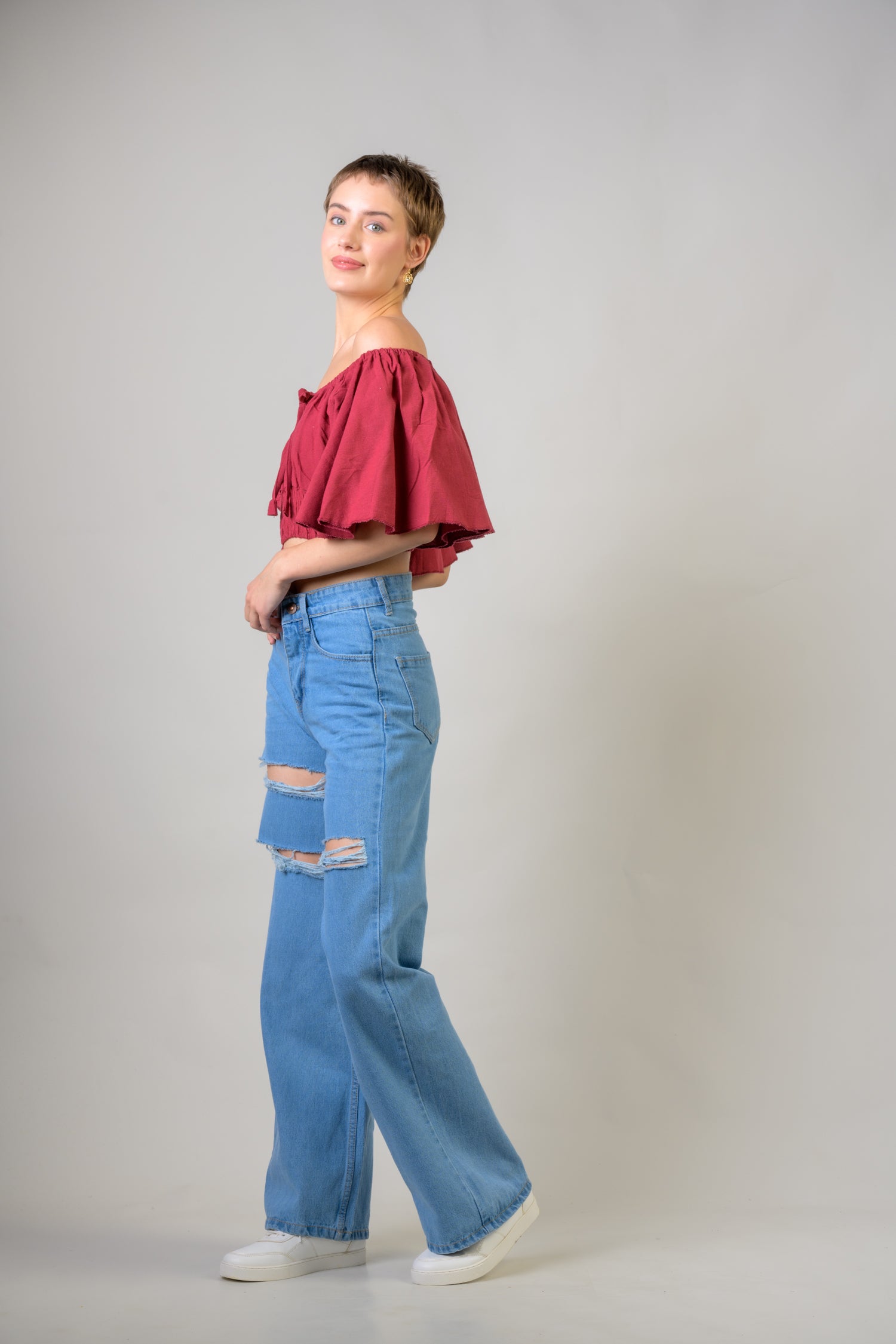 Rhea Tied Smocked Crop Top