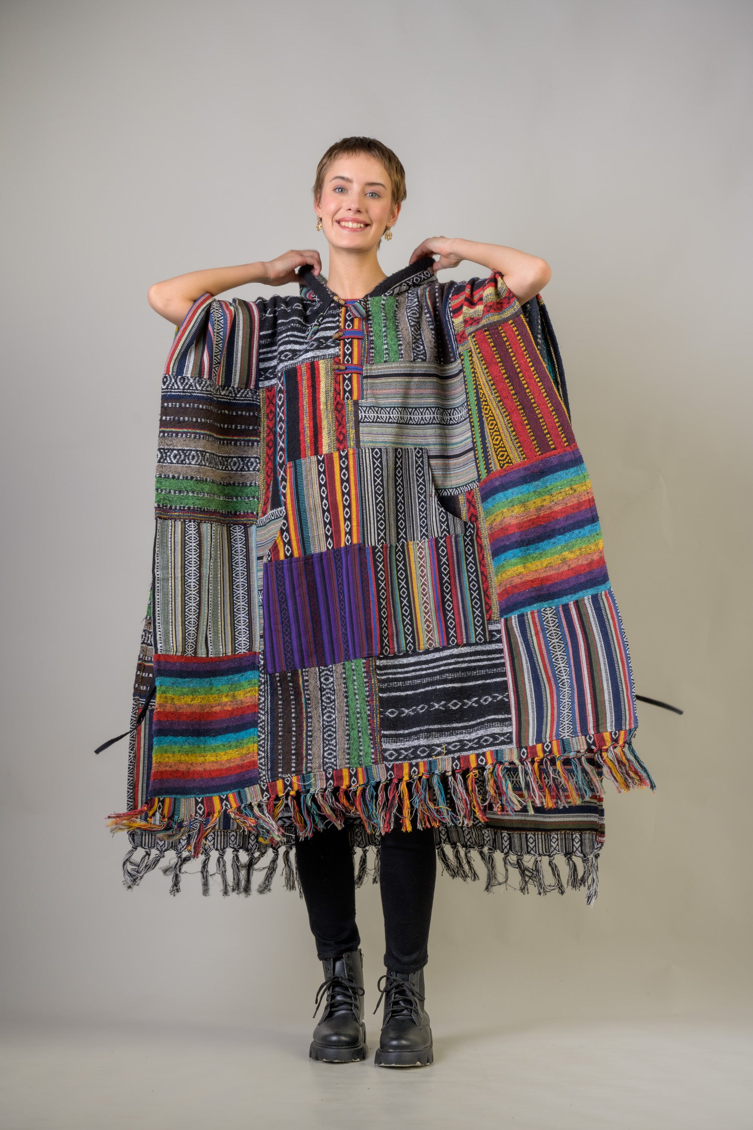 Pattern Cotton Poncho