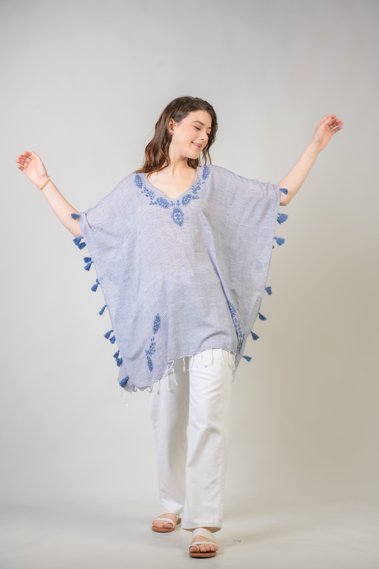 Rhea Embroidered Short Kaftan Top