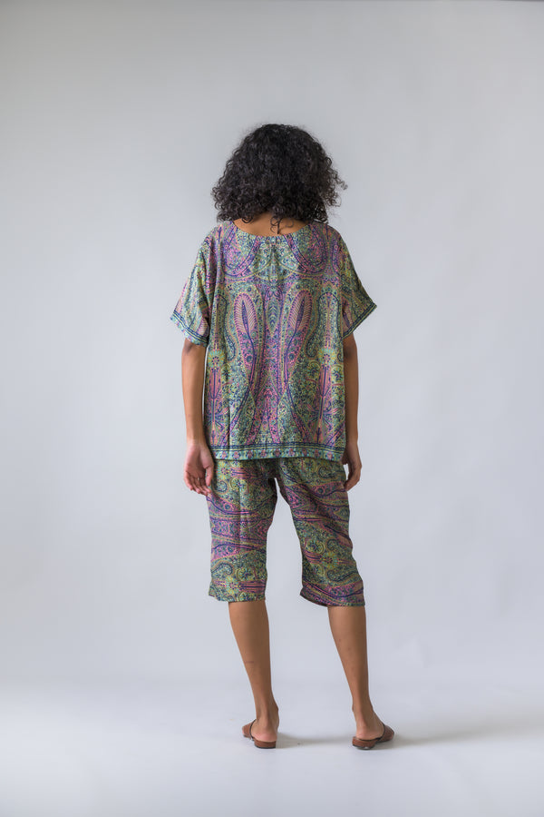 Royal Print Top and Shorts Set