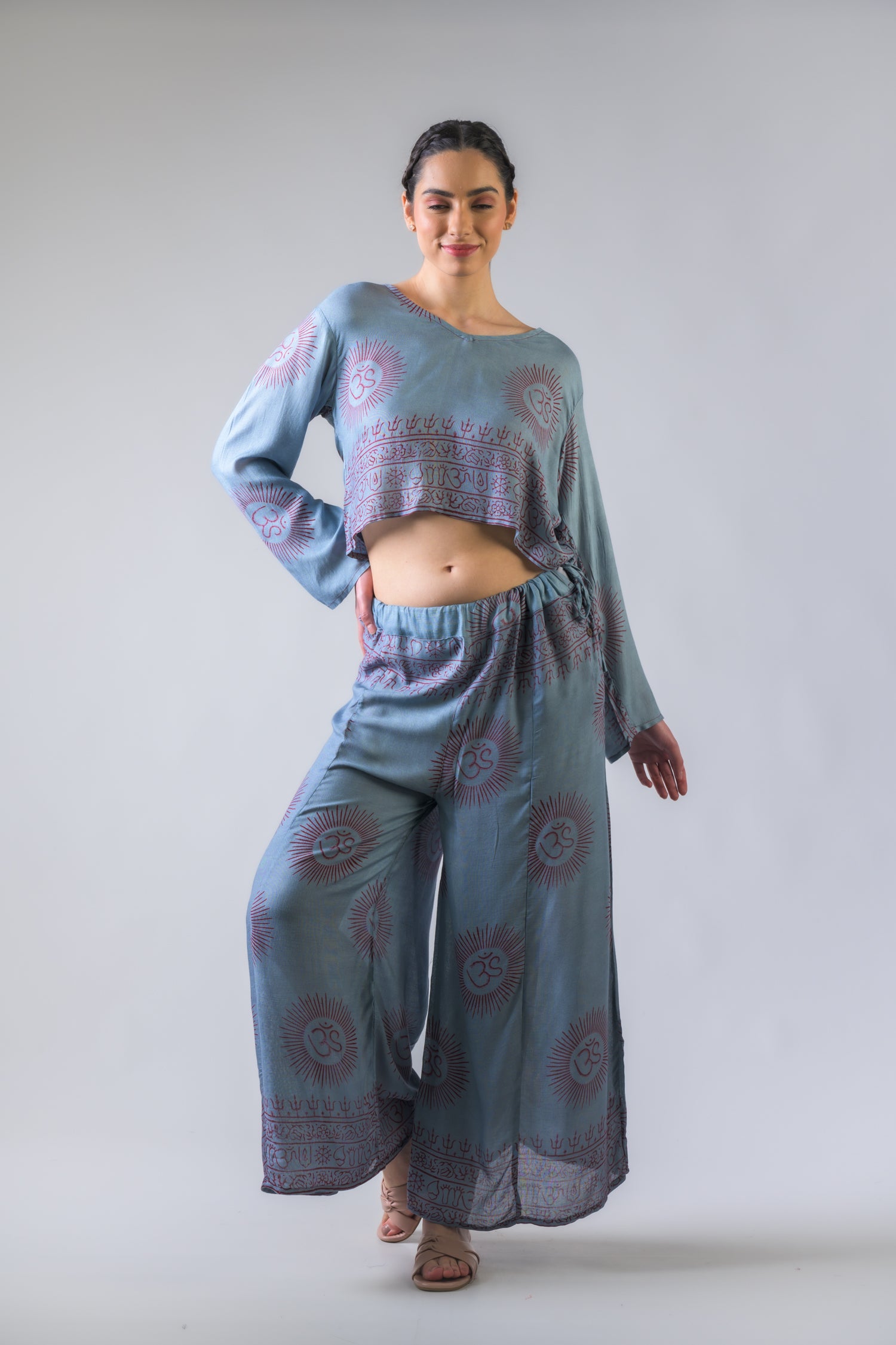 V Neck Top and Trousers Set