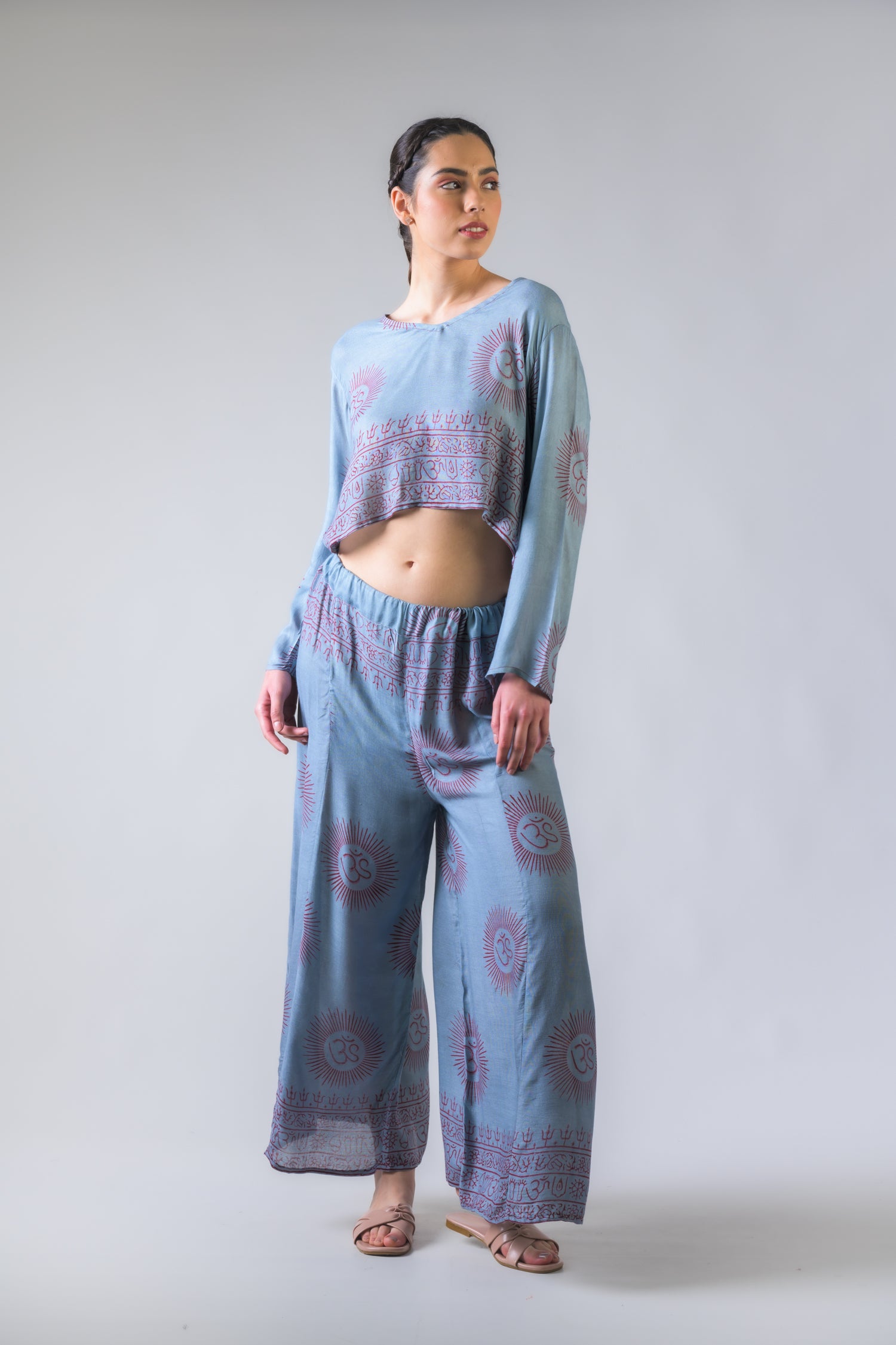 V Neck Top and Trousers Set