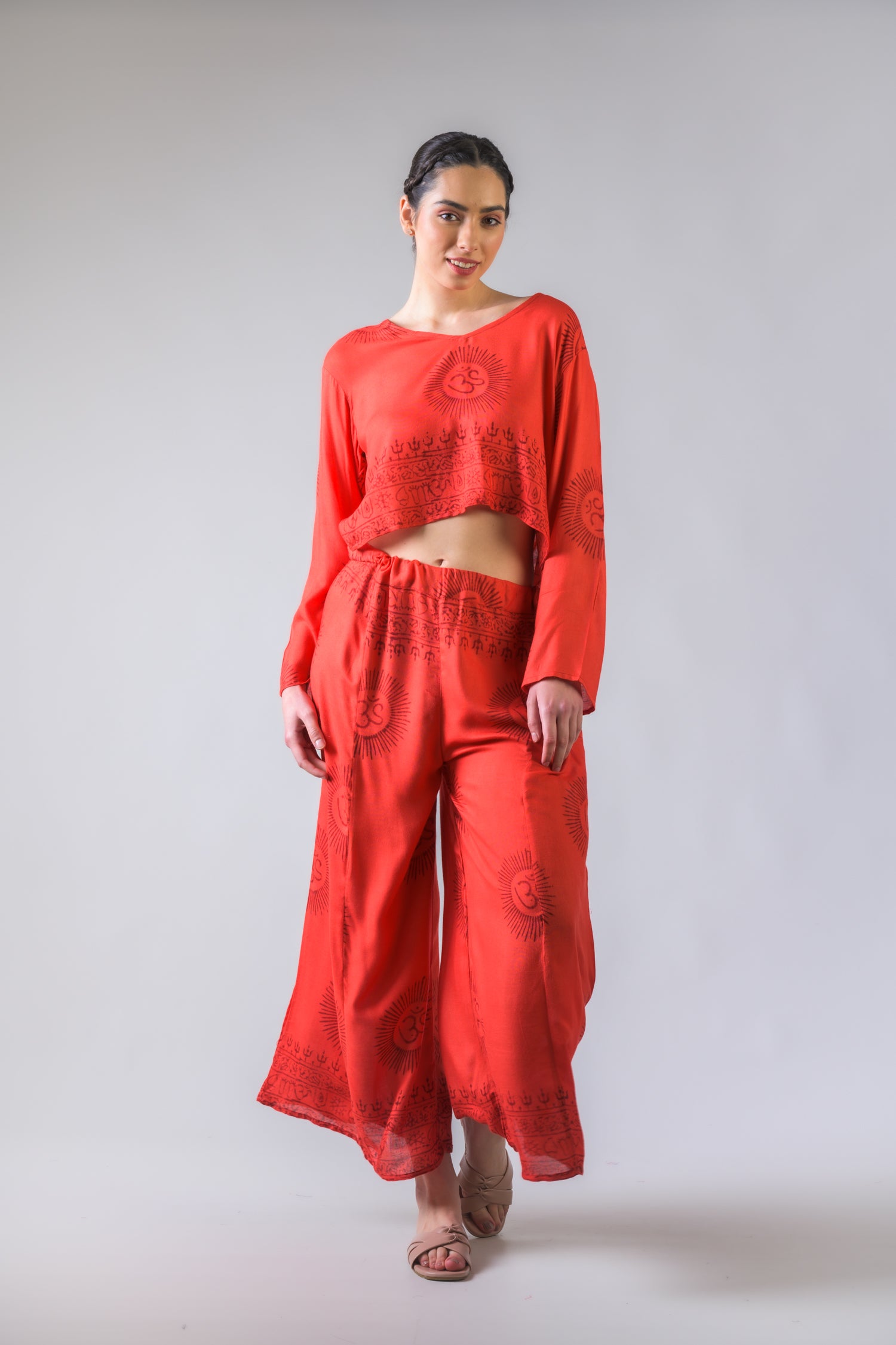 V Neck Top and Trousers Set