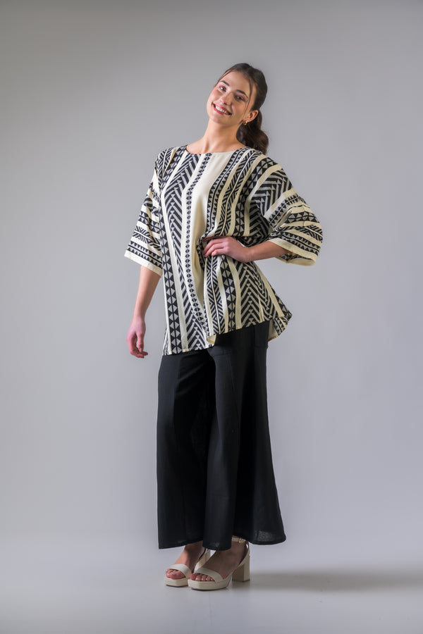 Aztec Print Top - Black