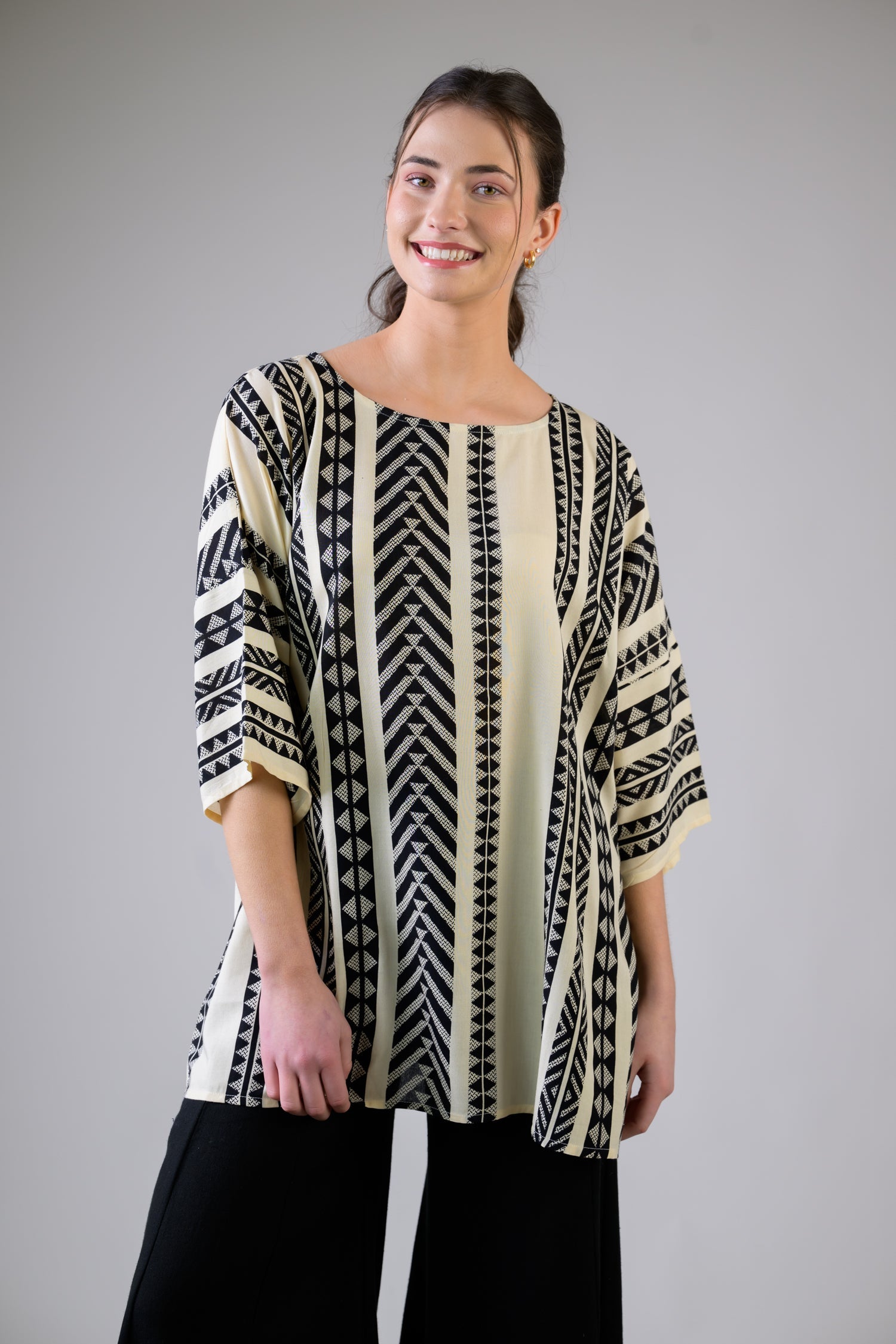 Aztec Print Top - Black