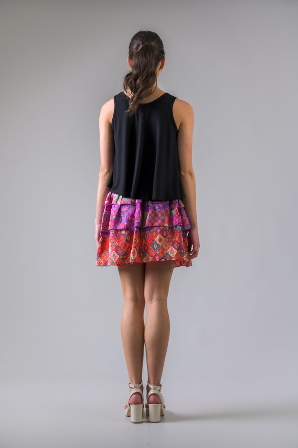 Layered Pattern Bobbin Skirt