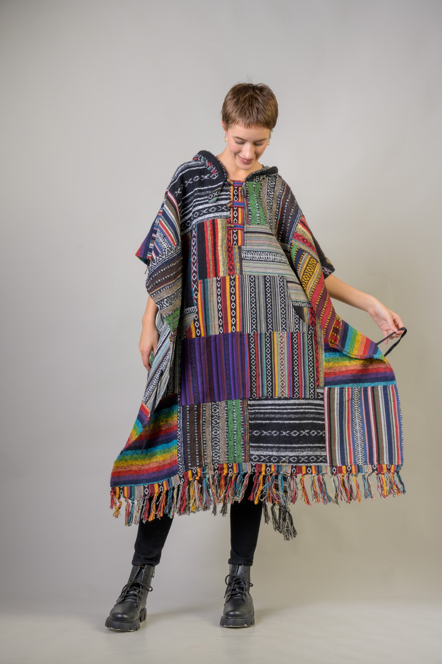 Rhea Pattern Cotton Poncho