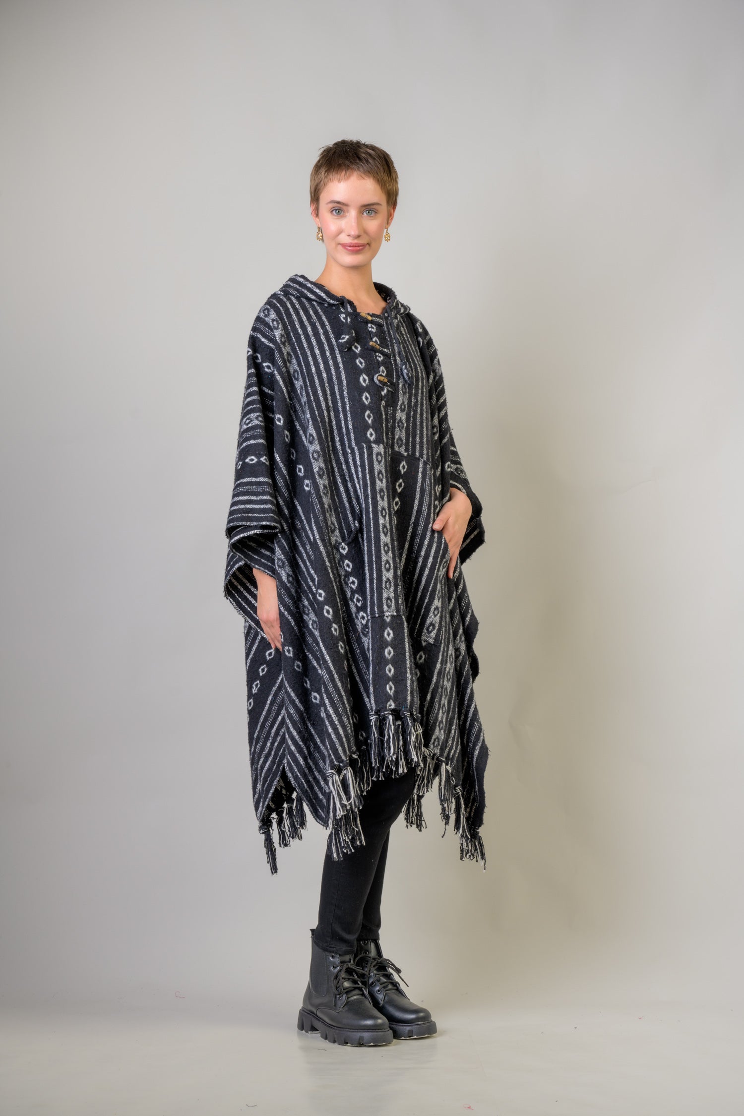 Rhea Pattern Cotton Poncho