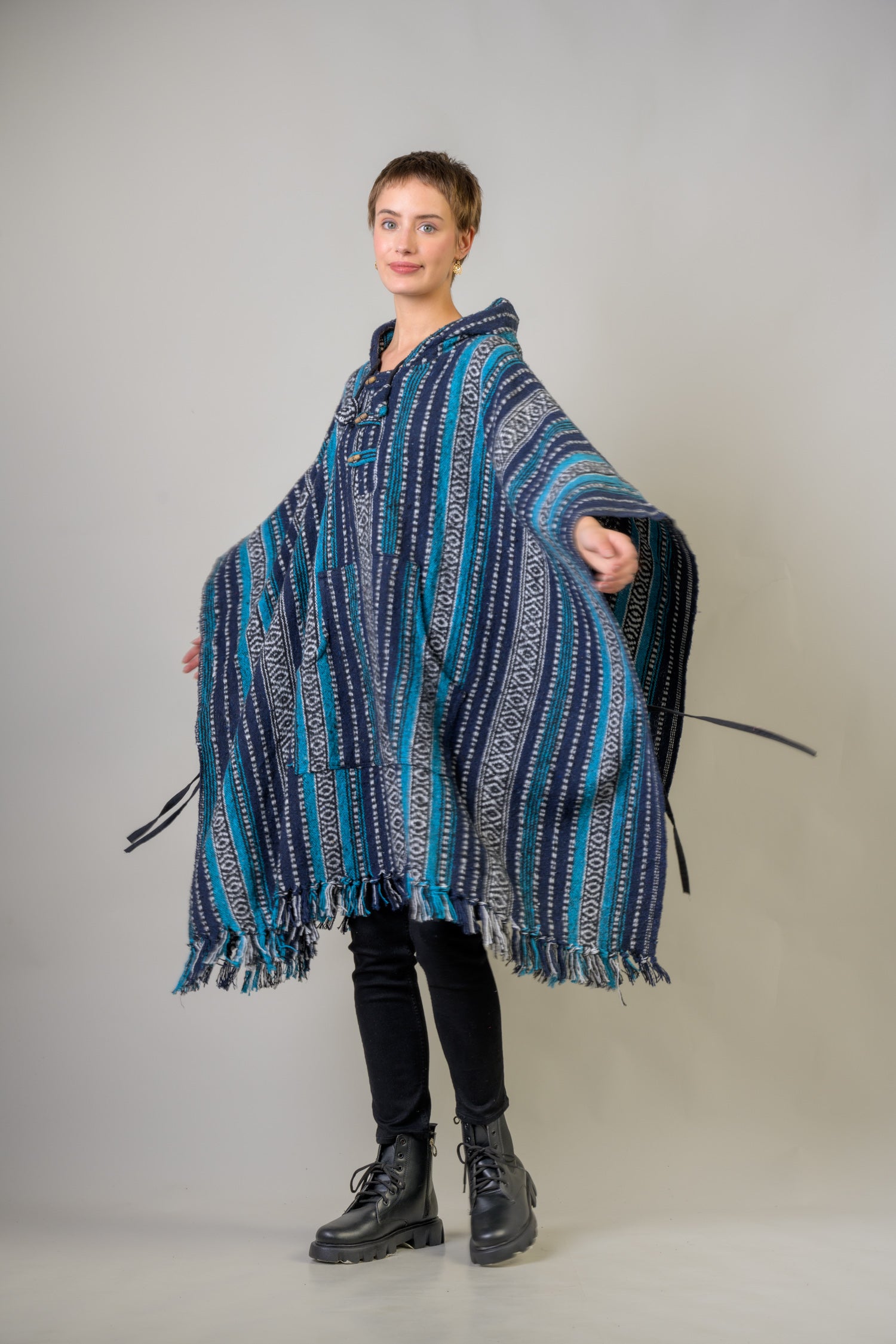 Rhea Pattern Cotton Poncho