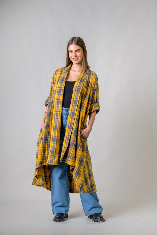 Plaid Fashion Duster