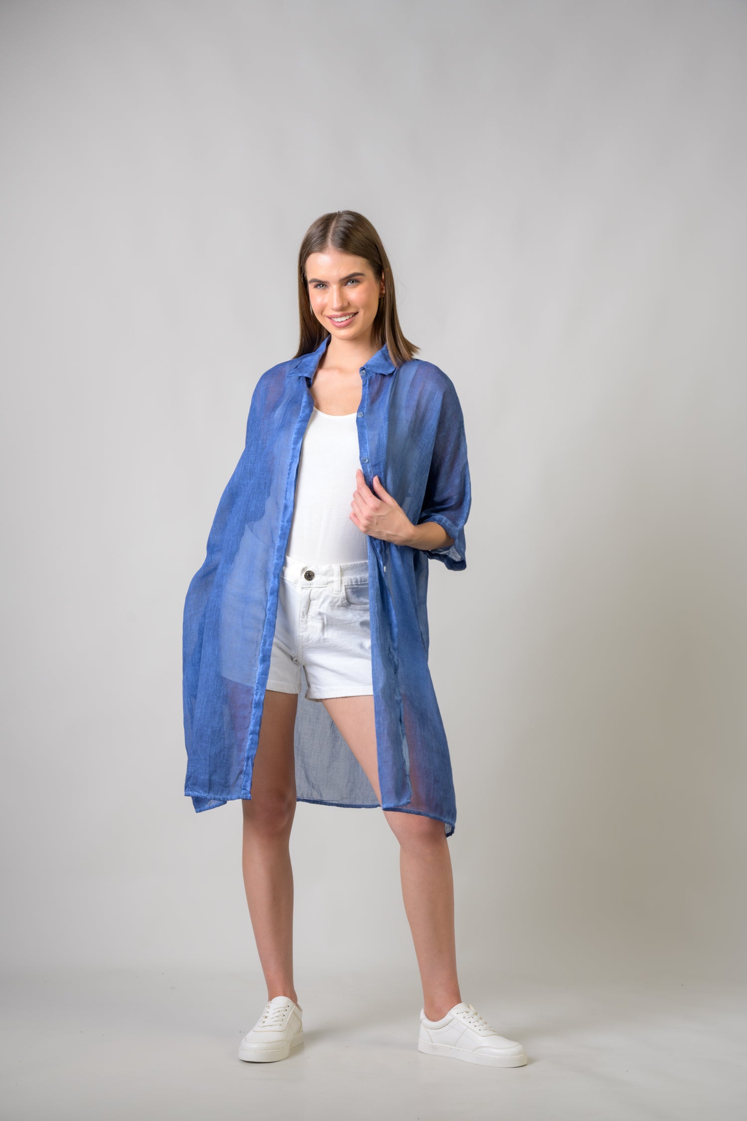 Plain Cotton Dress - Blue