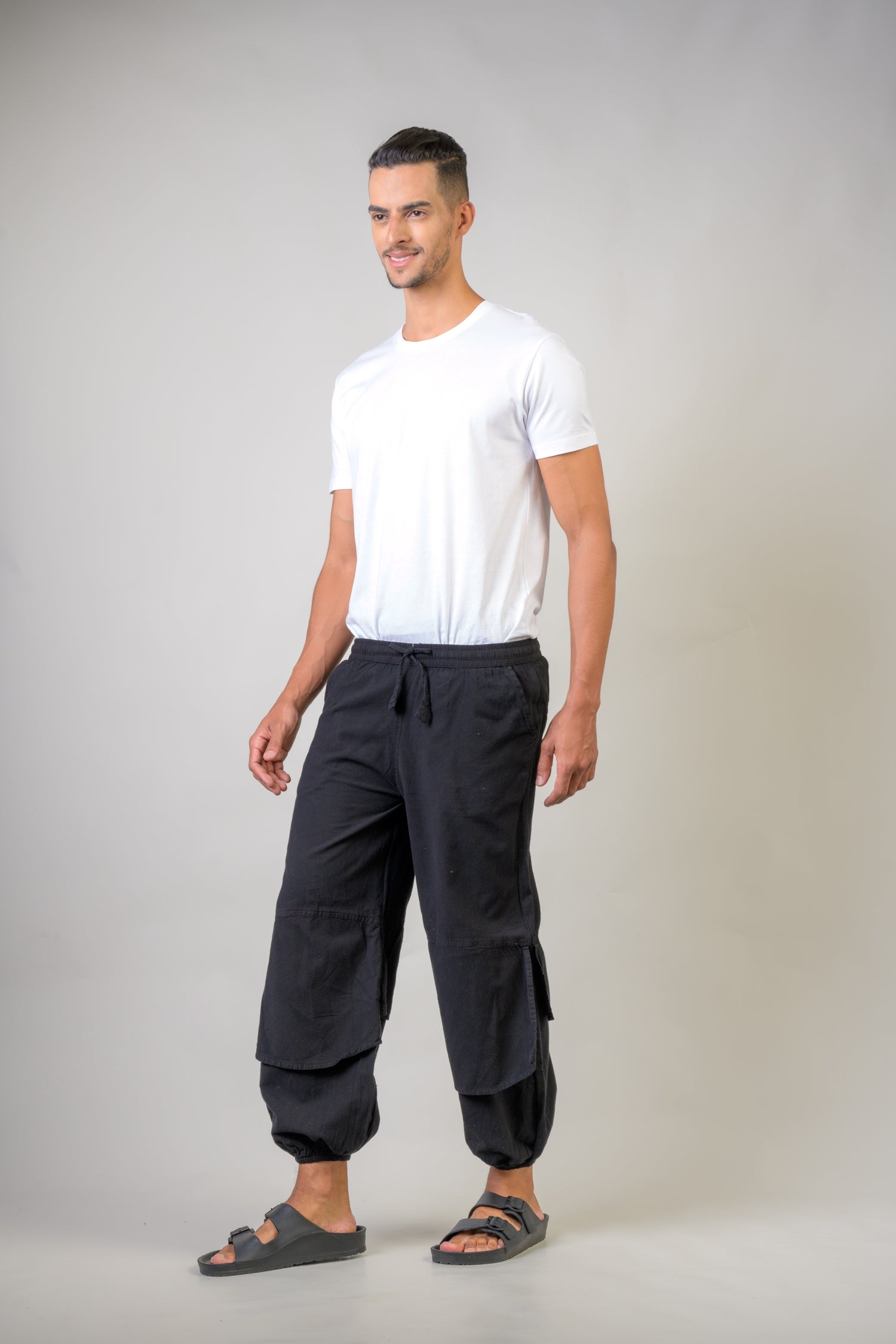 Pocketed Harem Pants - Black