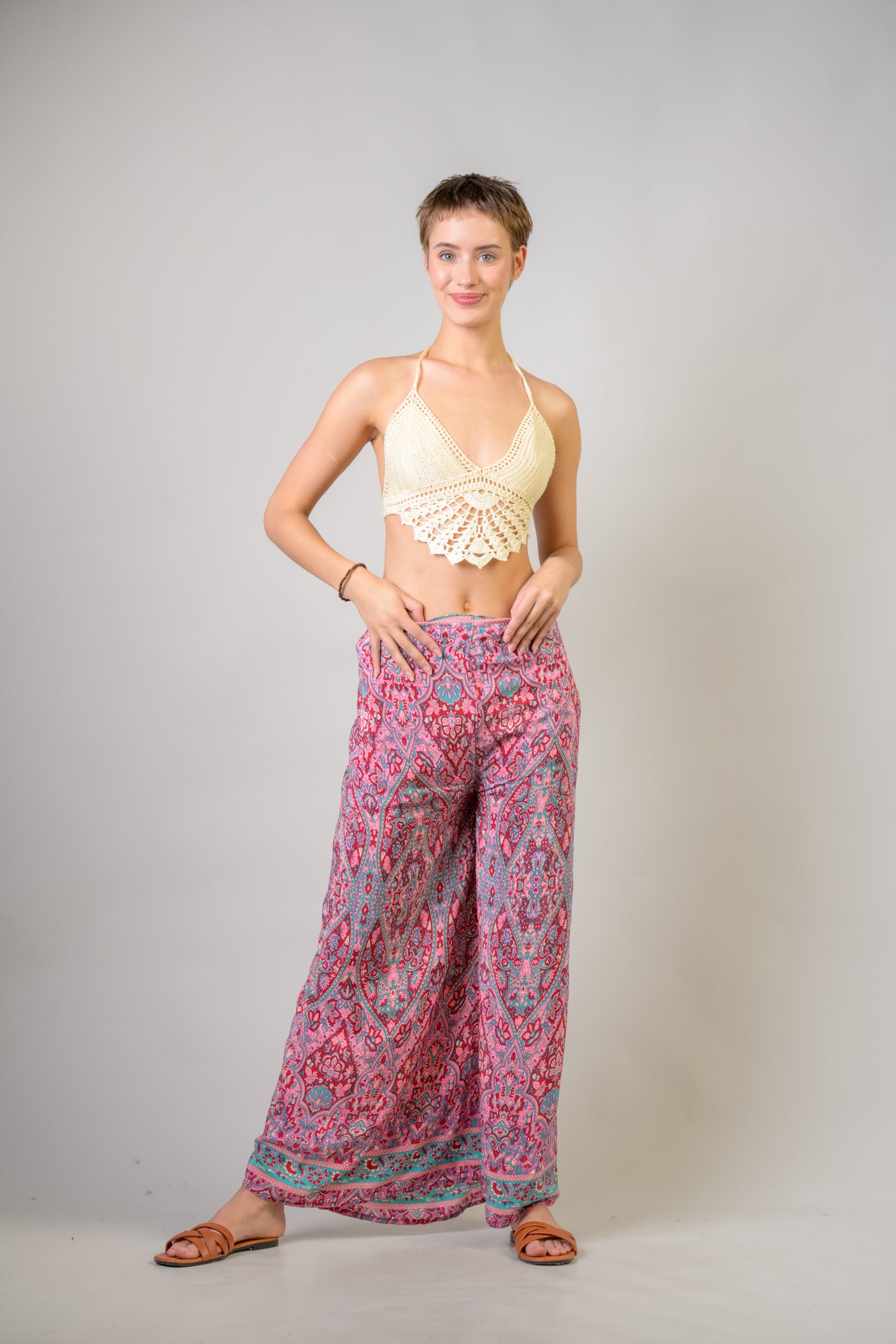 Printed Front Knot Pants