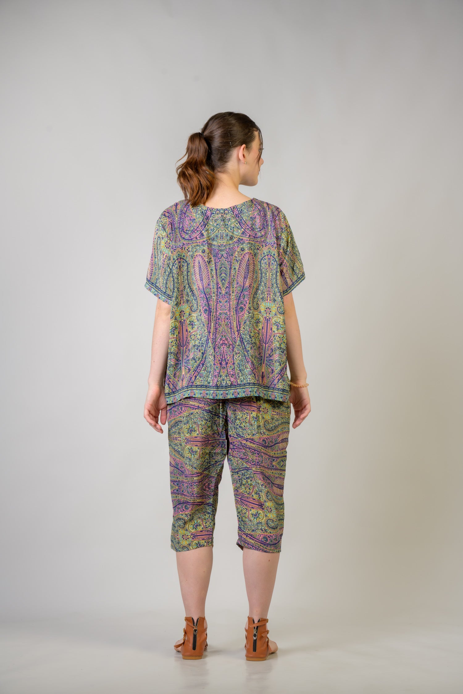 Rhea Royal Print Top and Shorts Set