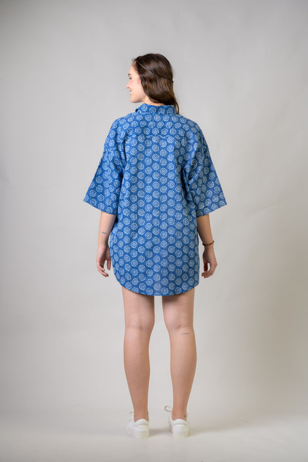 Short Sleeve Collar Print Top