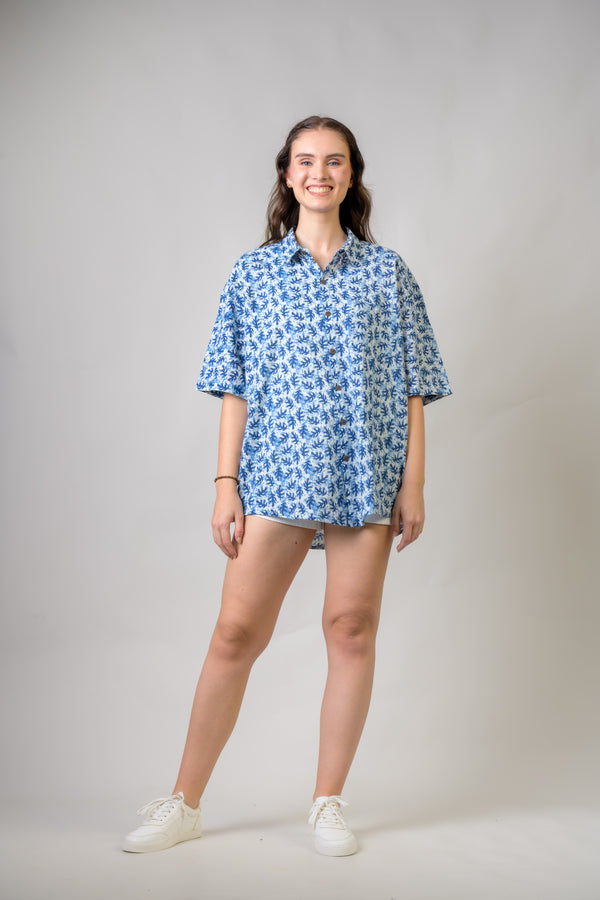 Short Sleeve Collar Print Top