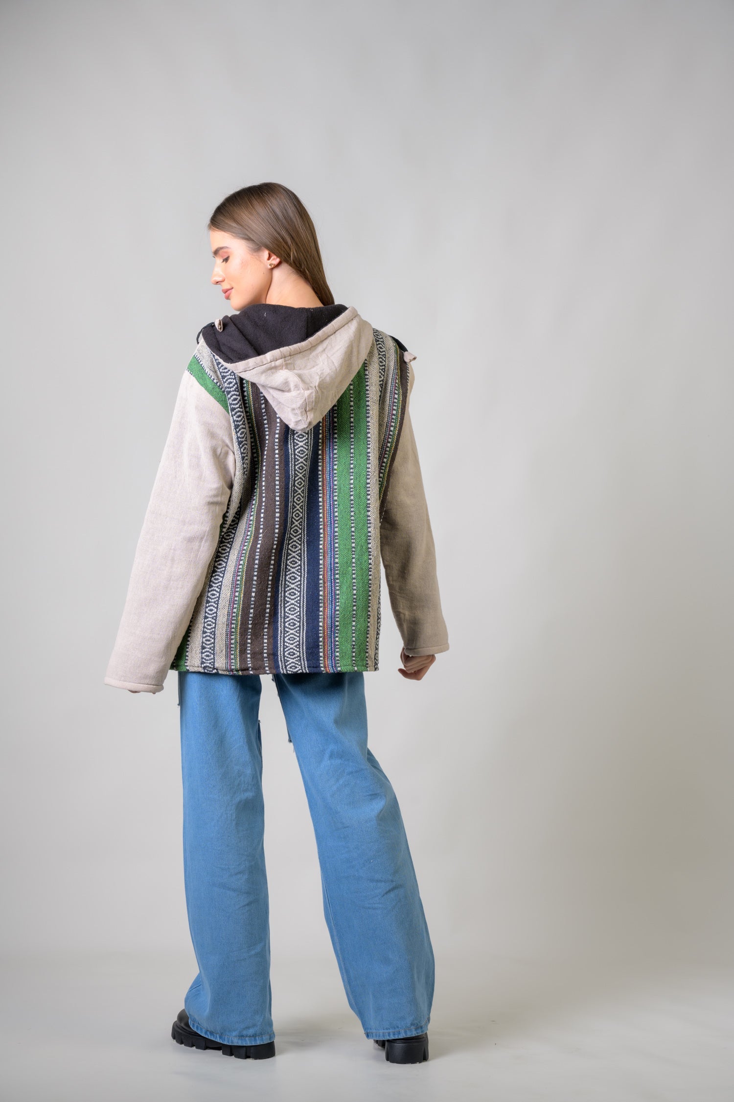 Stylish Offset Hoodie - Natural