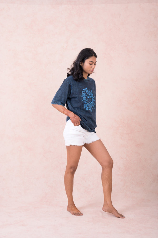 Sun Moon T-Shirt Petrol Blue / Small
