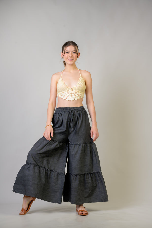 Tie-Front Denim Pants