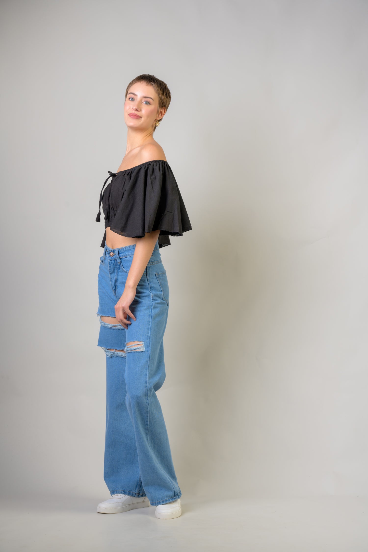 Rhea Tied Smocked Crop Top