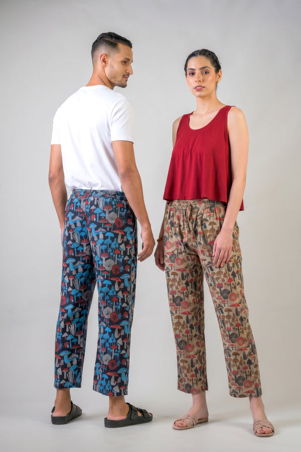 Mushroom Print Pants - Beige