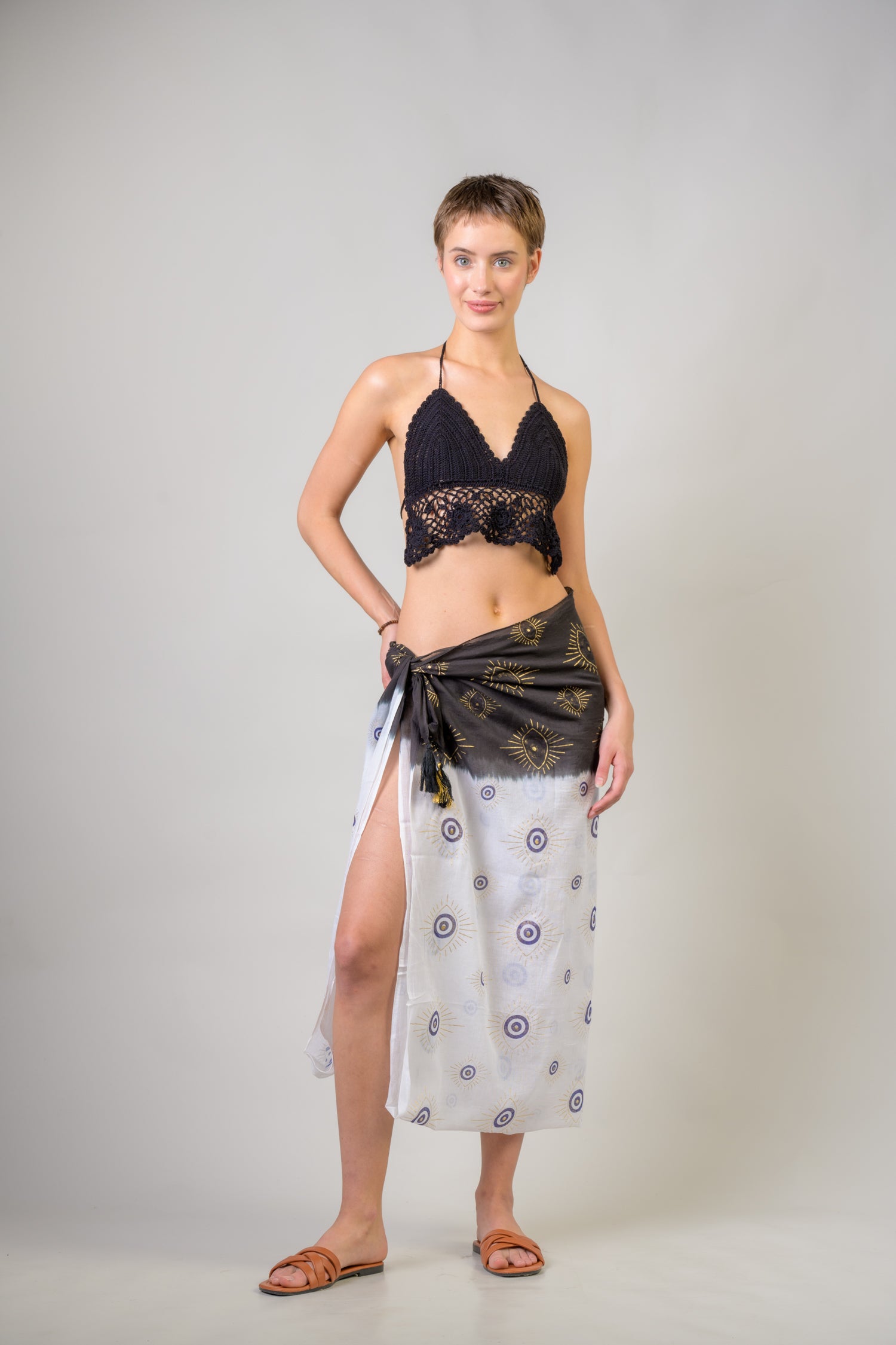 Rhea Hand Painted Evil Eye Scarf