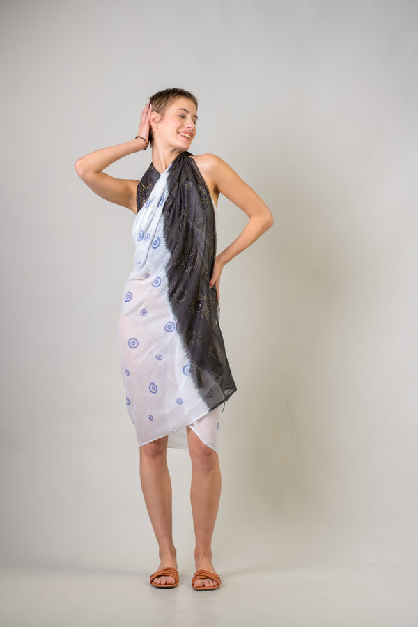 Hand Painted Evil Eye Scarf - Black