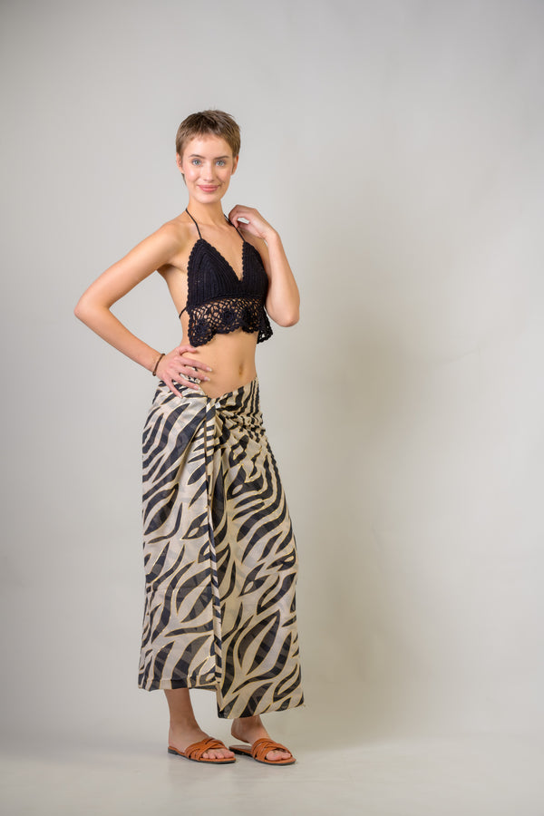 Hand Painted Tasseled Scarf - Black