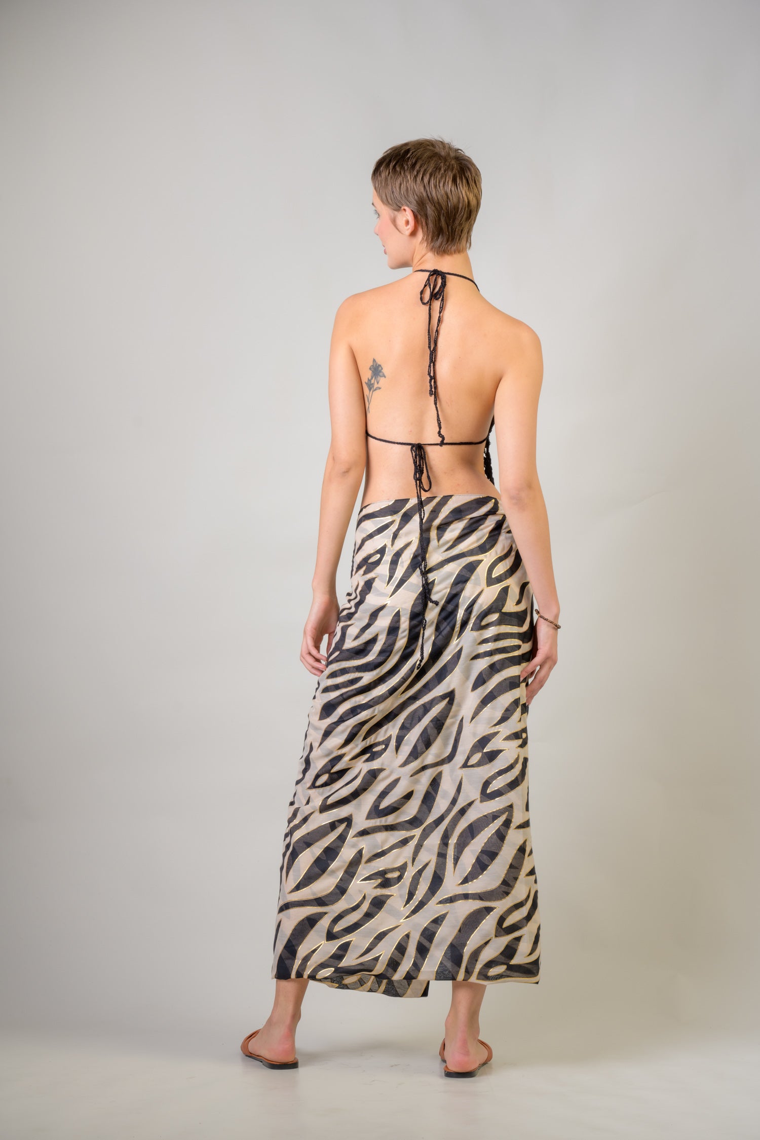 Hand Painted Tasseled Scarf - Black