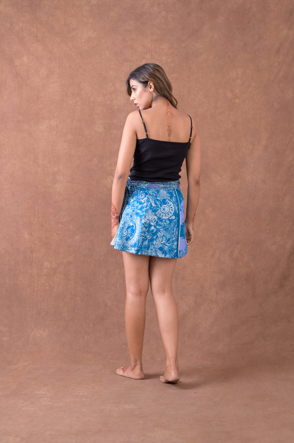 Short Printed Wrap Skirt