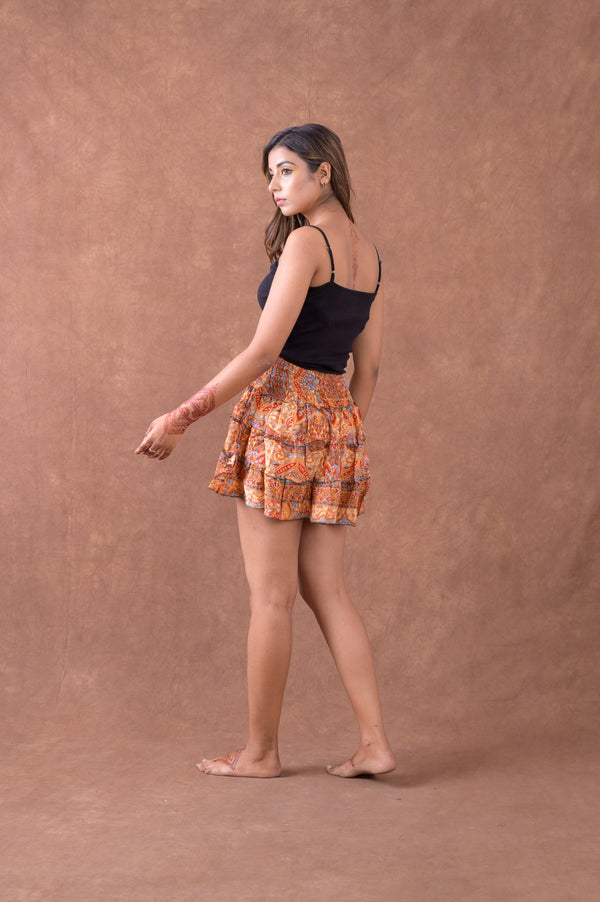 Layered Pattern Panel Skirt