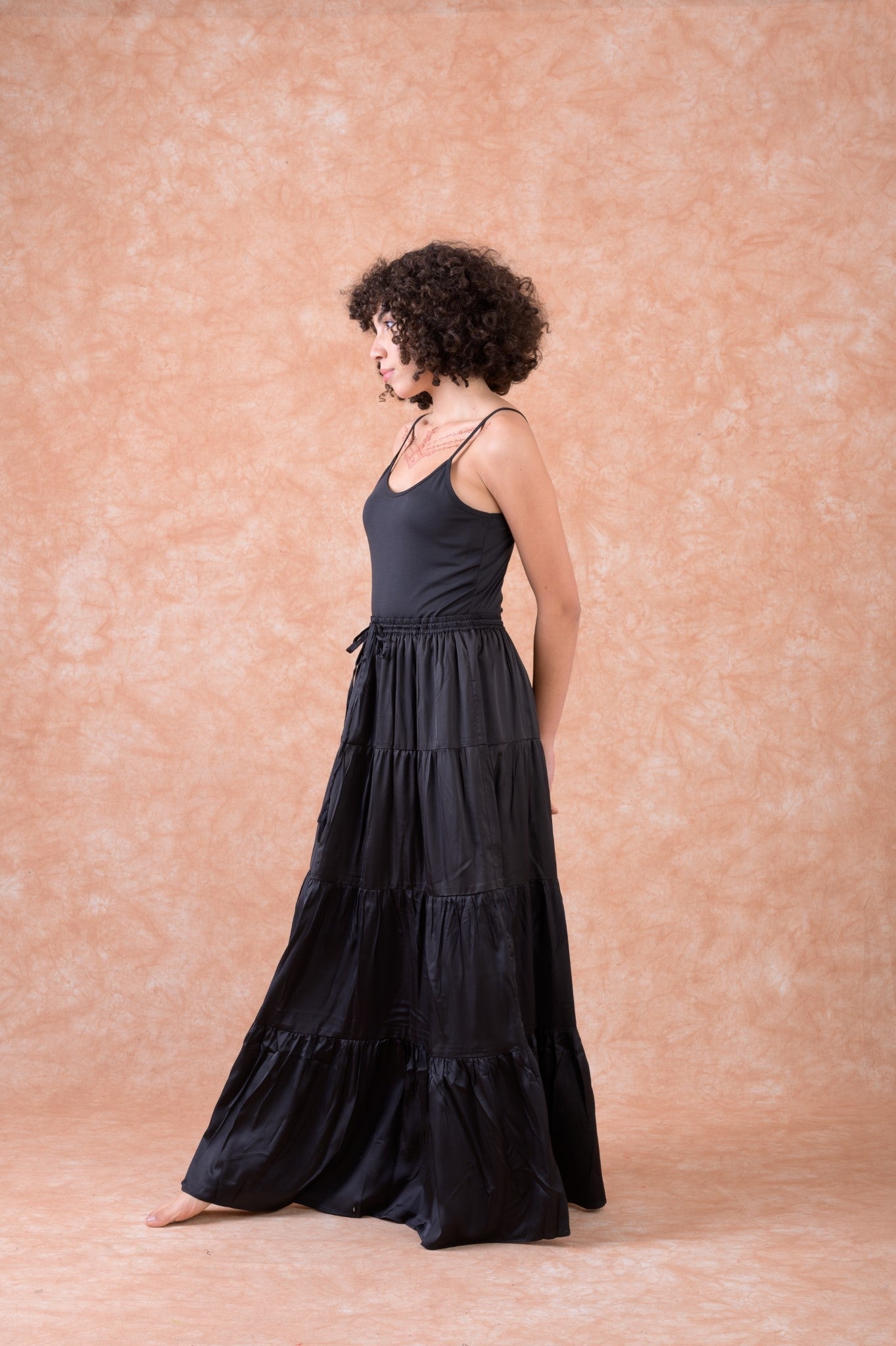 Leena Tiered Skirt - Black