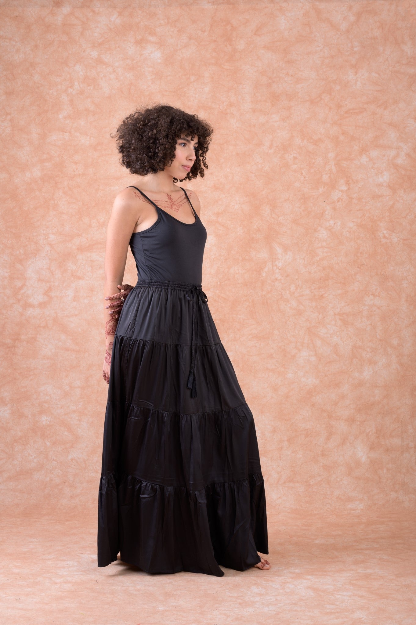 Leena Tiered Skirt - Black