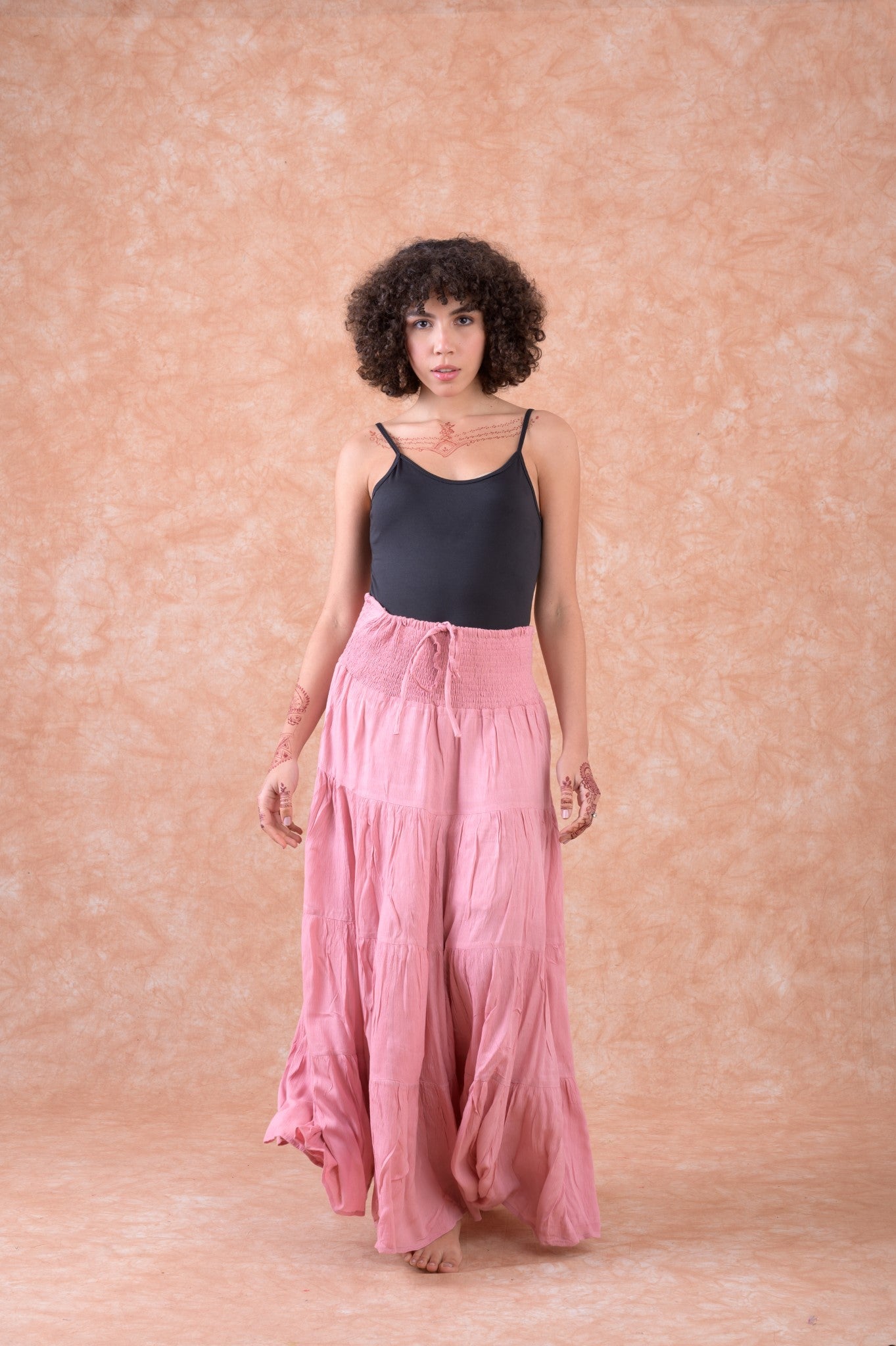 Leena Tiered Skirt - Pink