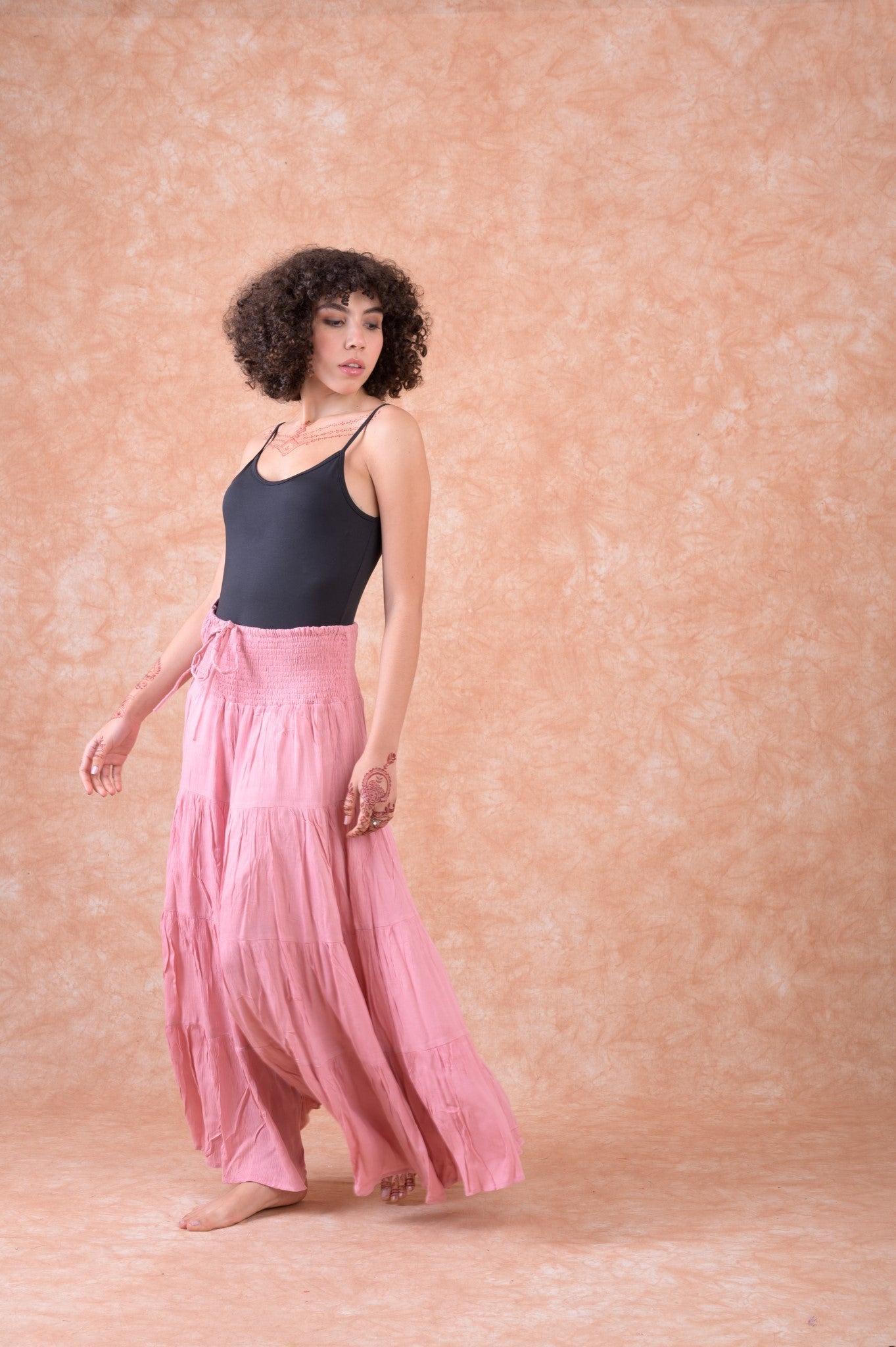 Leena Tiered Skirt - Pink