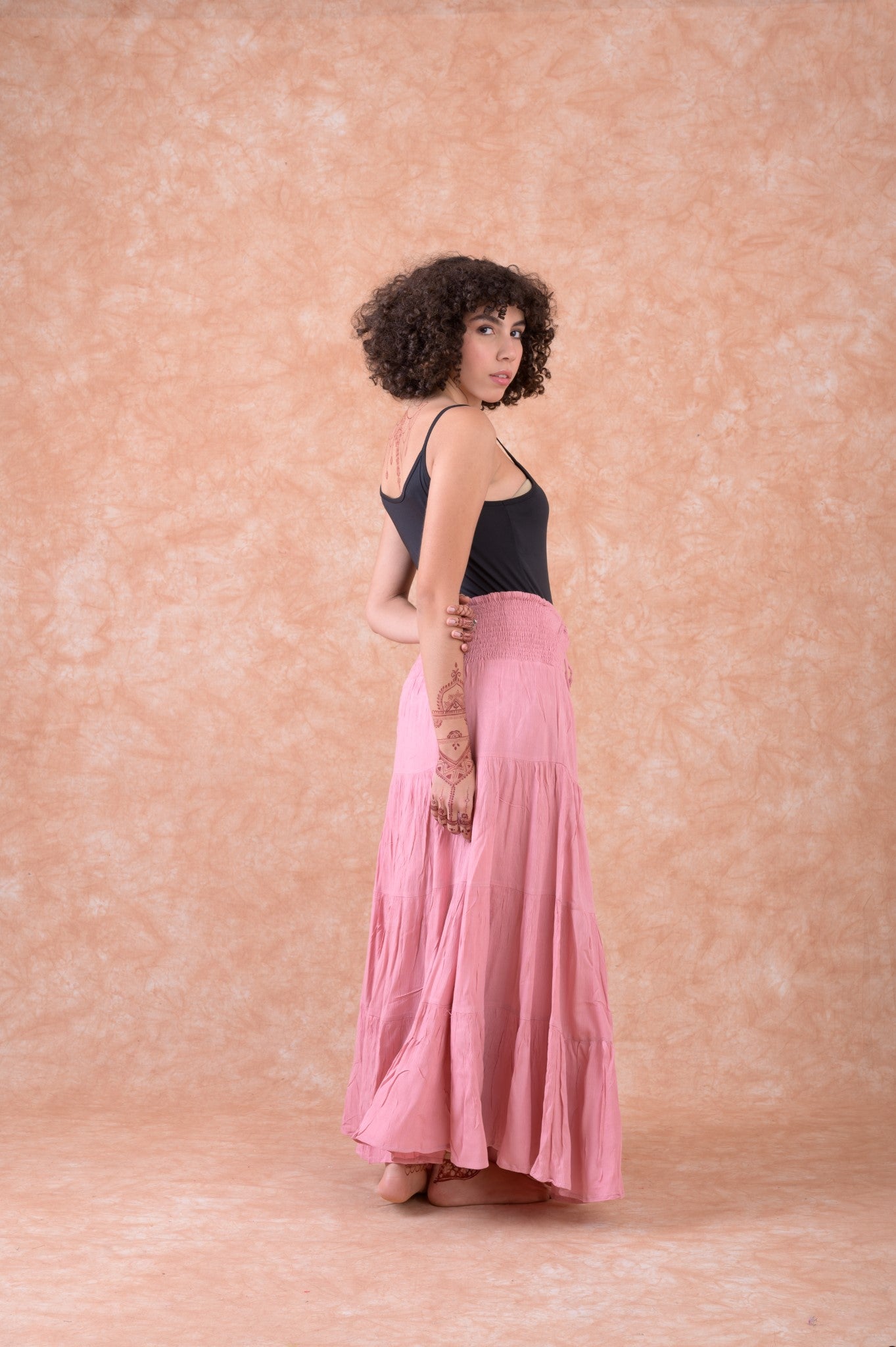 Leena Tiered Skirt - Pink