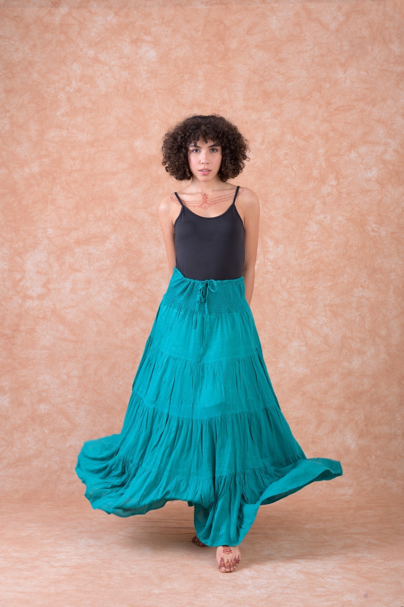 Leena Tiered Skirt - Green